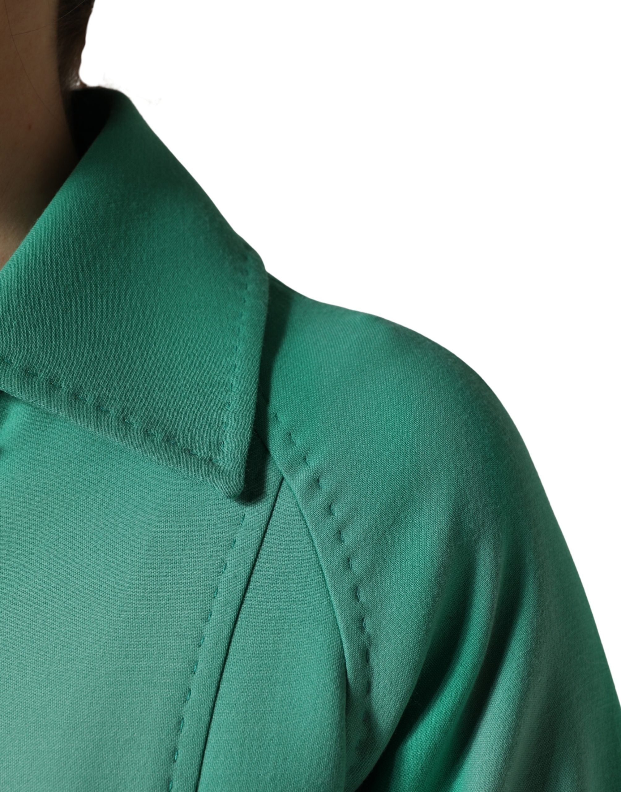 Dolce & Gabbana Green Buttoned Down Belt Trench Coat Women's Jacket (Pre-Owned)