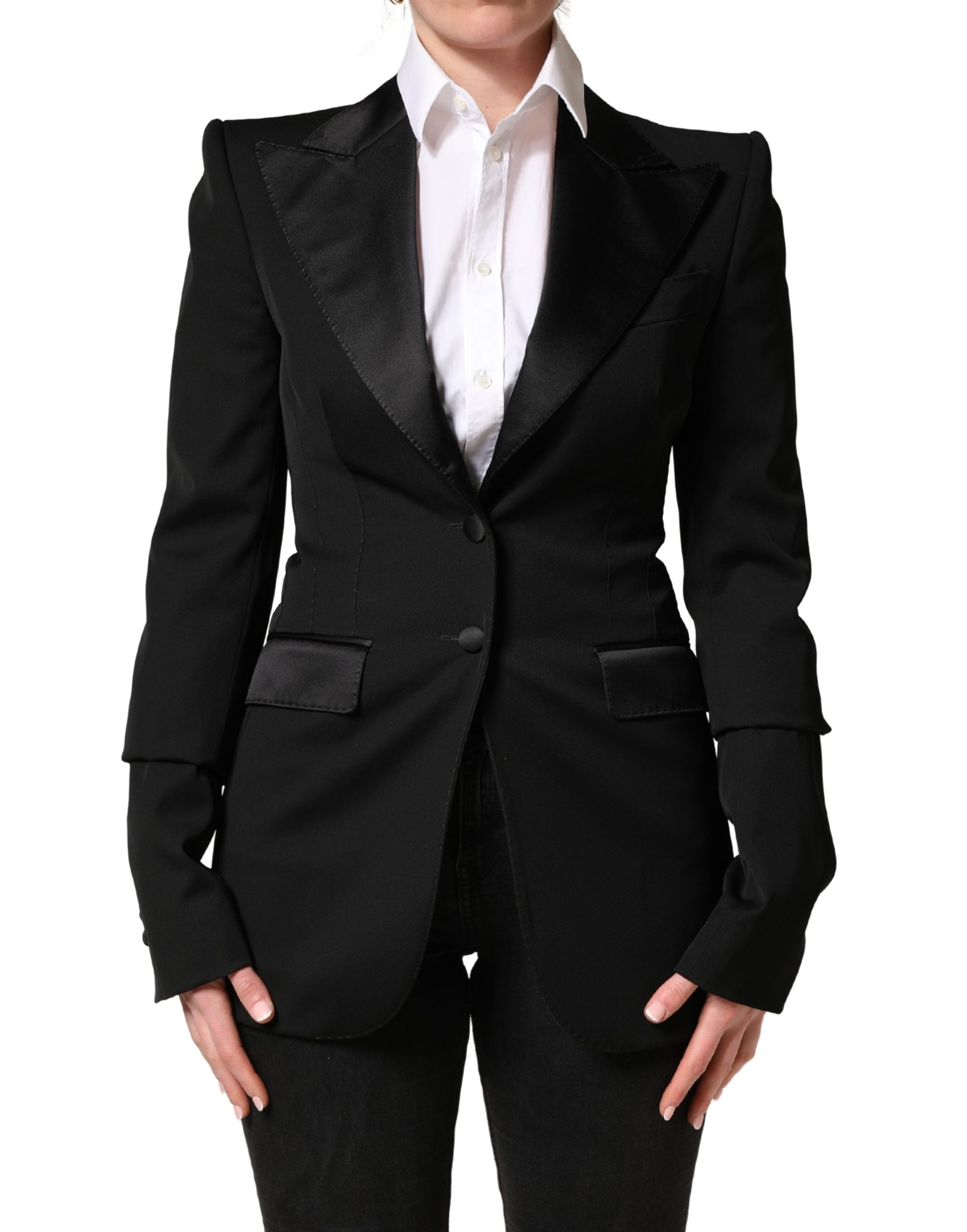 Dolce & Gabbana Black Wool Single Breasted Blazer Women's Jacket
