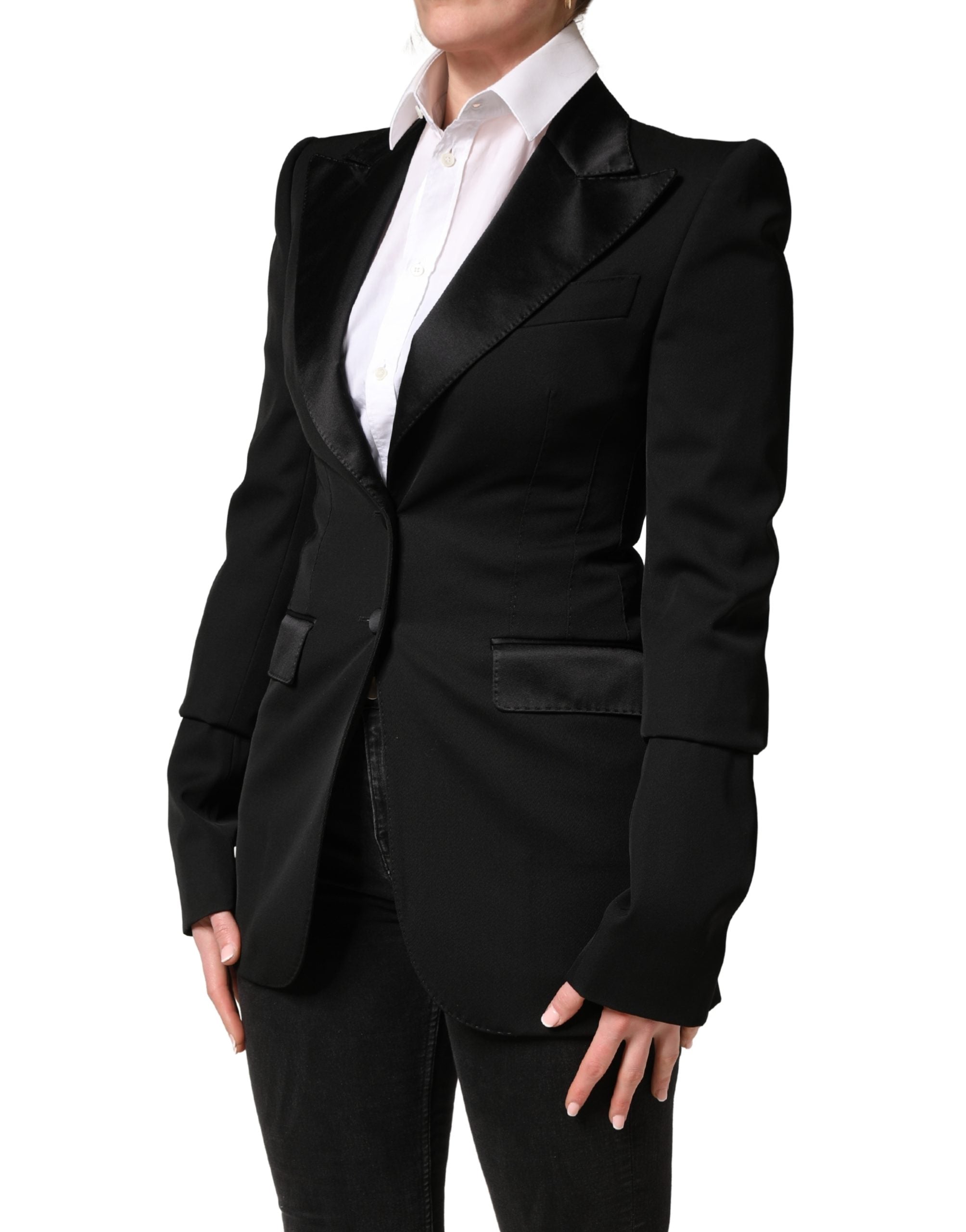 Dolce & Gabbana Black Wool Single Breasted Blazer Women's Jacket