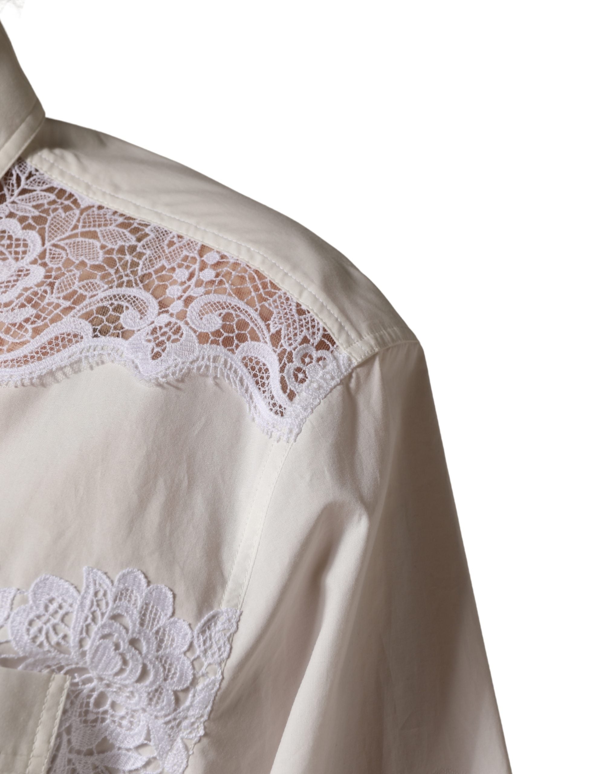 Dolce & Gabbana White Cotton Lace Trim Long Sleeves Women's Jumpsuit