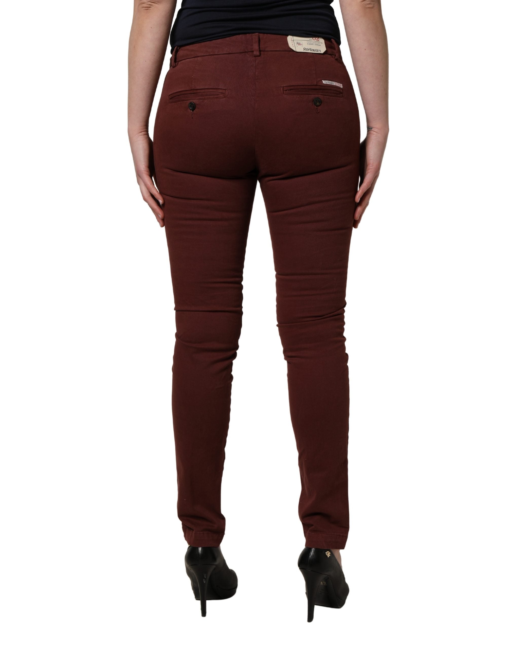 Roy Roger's Maroon Mid Waisted Slim Fit Denim Trouser Women's Jeans (Pre-Owned)
