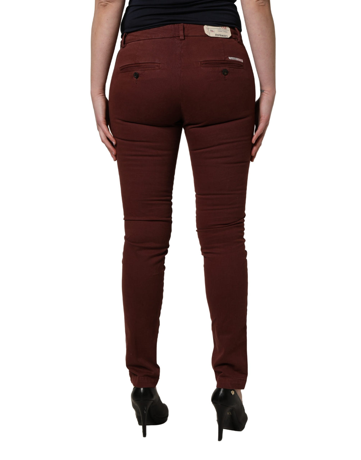 Roy Roger's Maroon Mid Waisted Slim Fit Denim Trouser Women's Jeans (Pre-Owned)