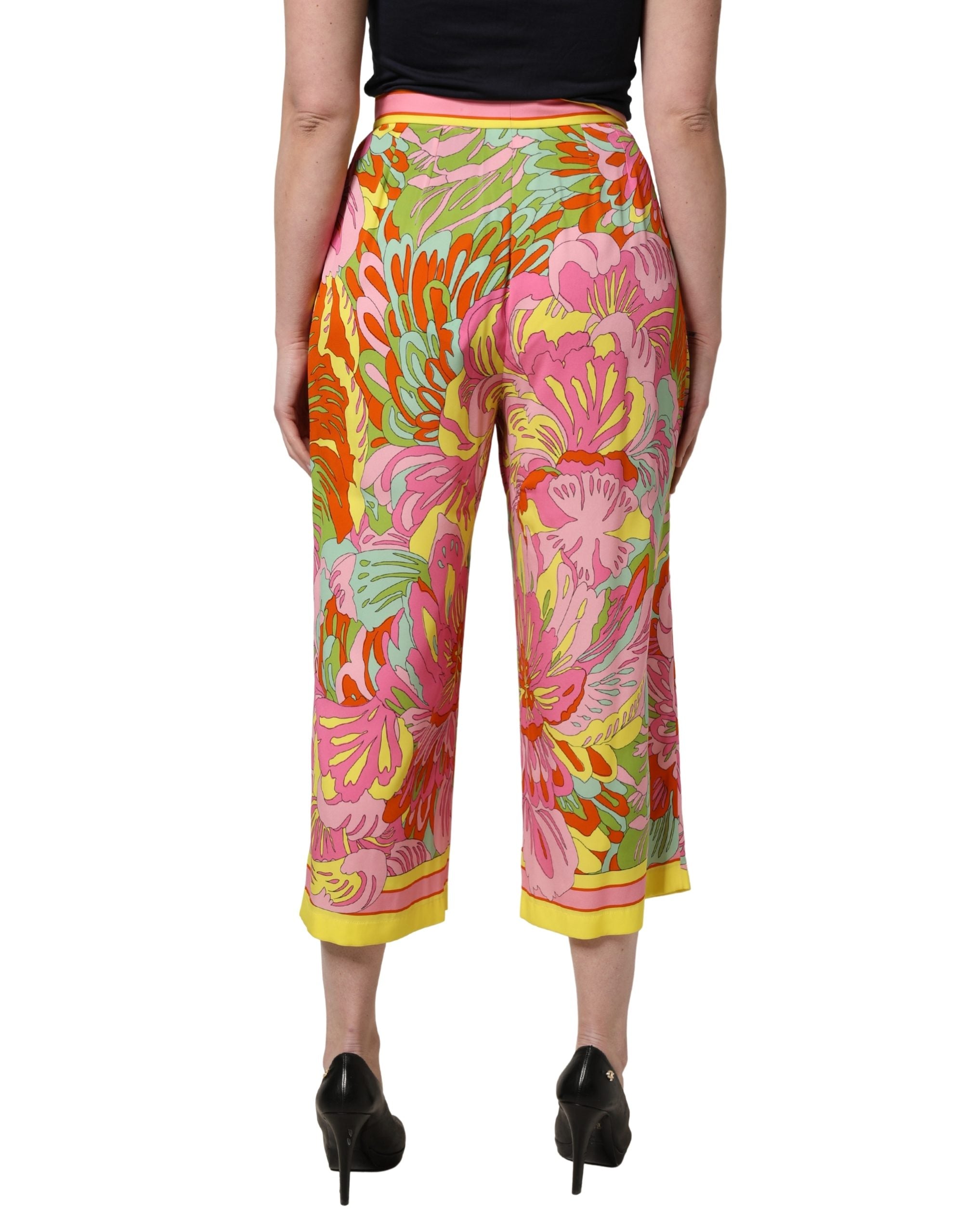 Dolce & Gabbana Multicolor FloralPrint Cropped Trouser Women's Pants