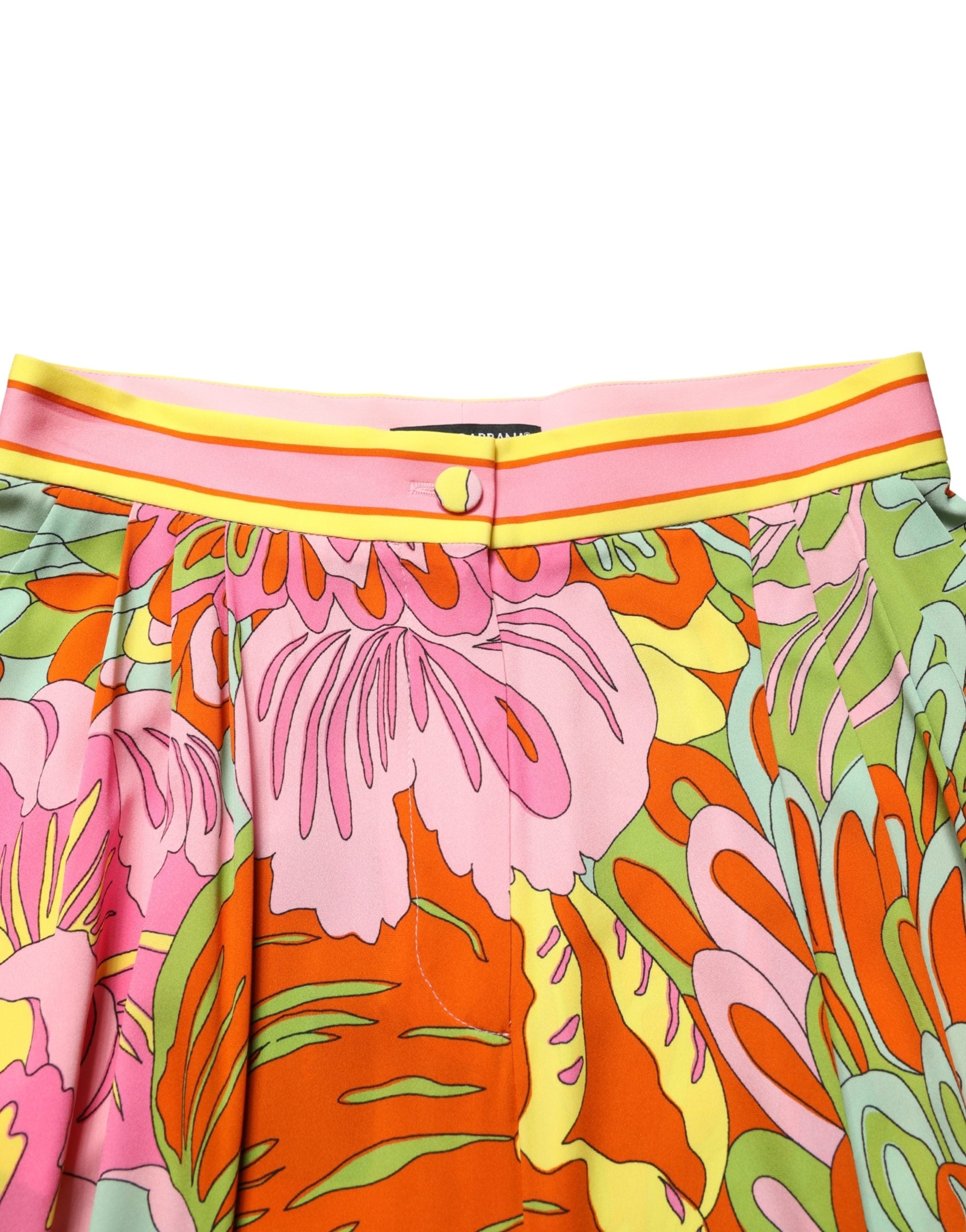 Dolce & Gabbana Multicolor FloralPrint Cropped Trouser Women's Pants