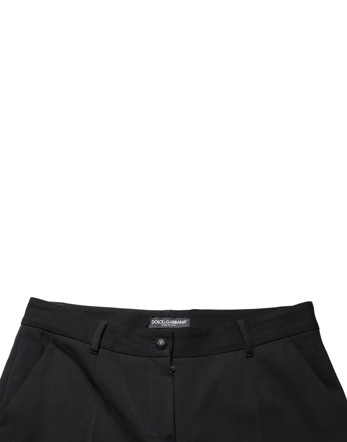 Dolce & Gabbana Black Wool High Waist Cropped Tapered Women's Pants (Pre-Owned)