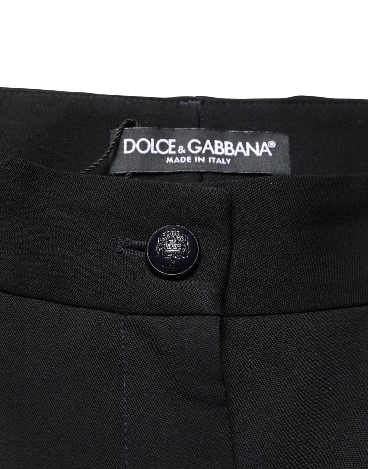 Dolce & Gabbana Black Wool High Waist Cropped Tapered Women's Pants (Pre-Owned)