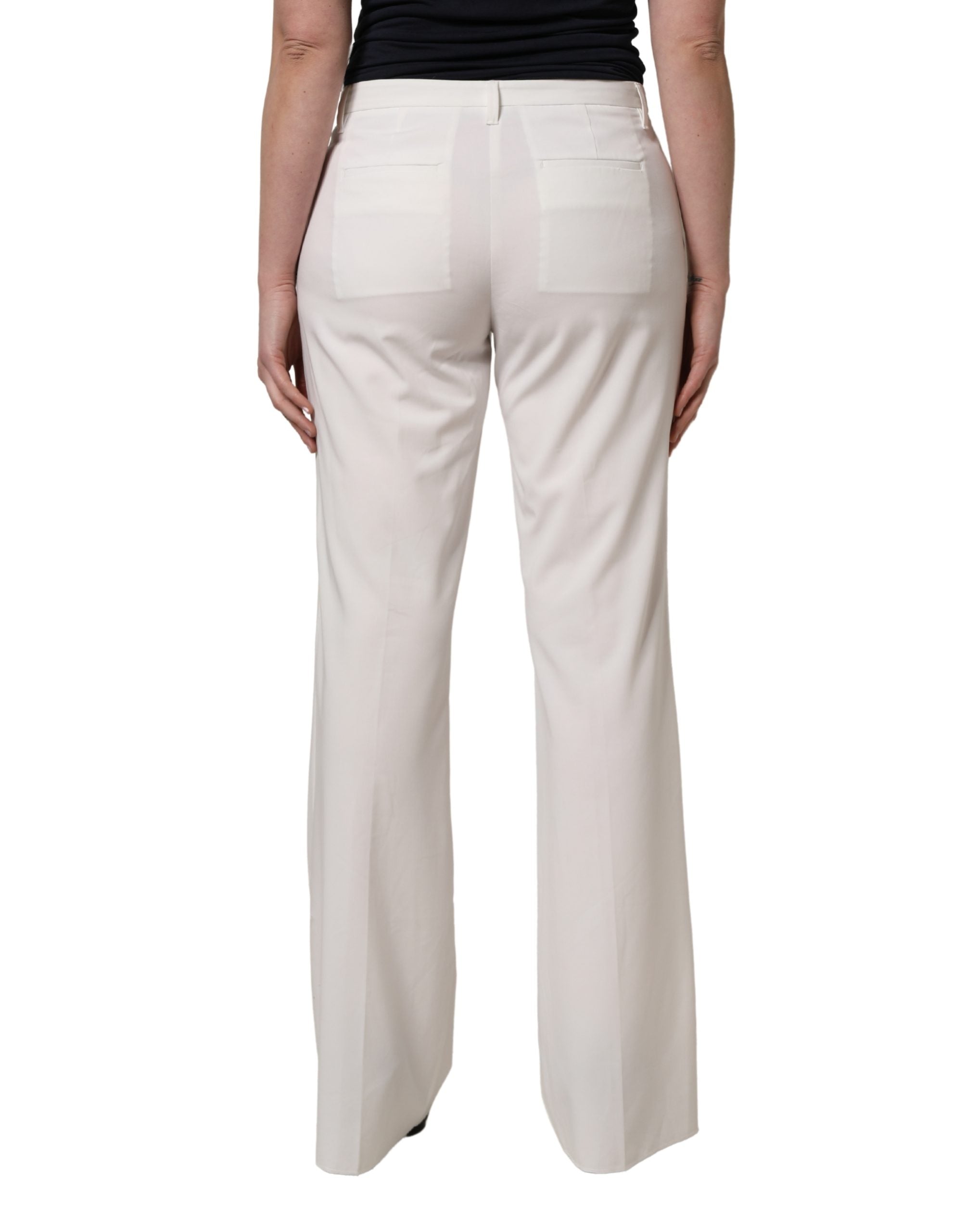 Twinset White Mid Waisted Wide Leg Chino Women Trouser Women's Pants (Pre-Owned)