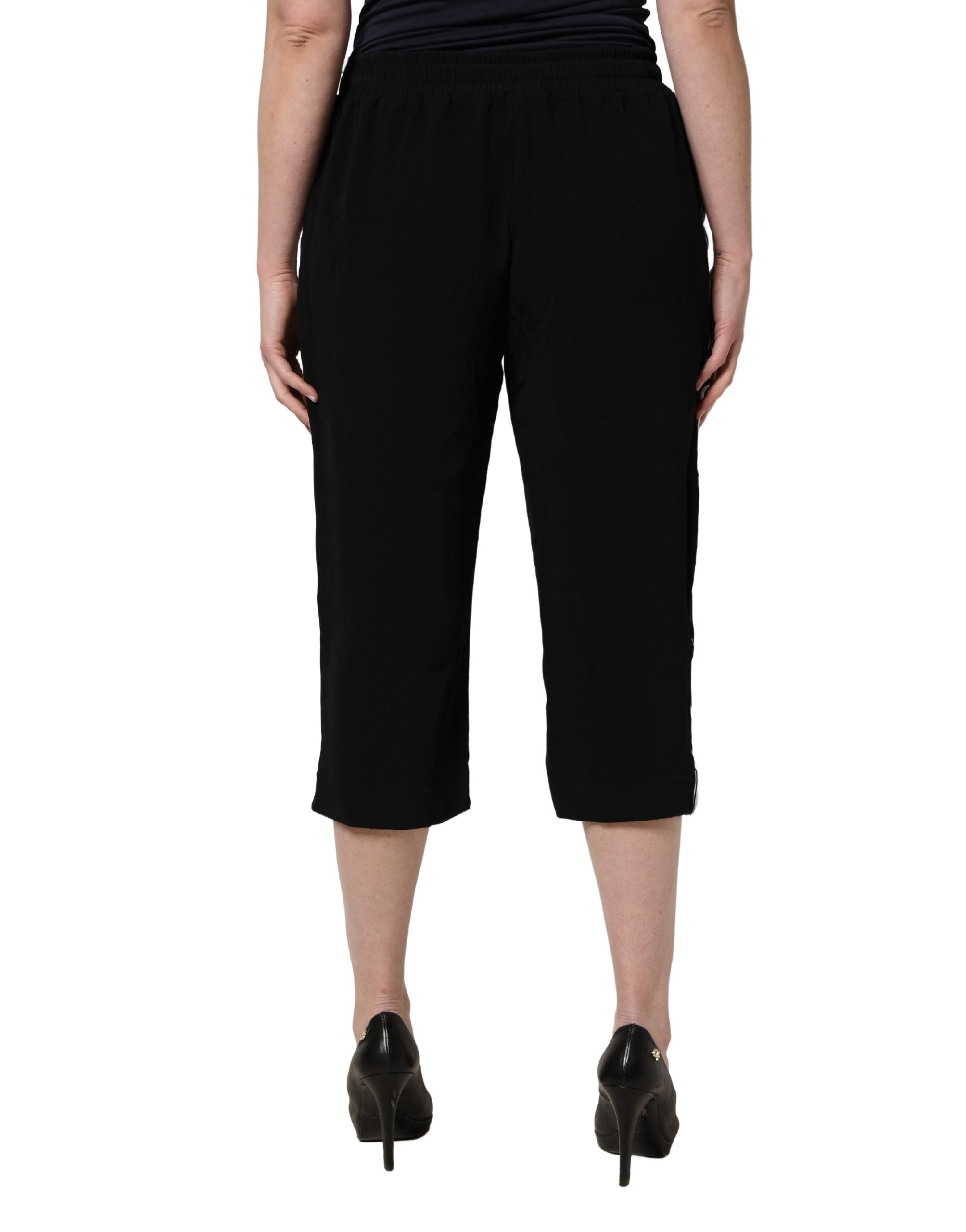 Dolce & Gabbana Black Viscose Mid Waist Cropped Women Women's Pants (Pre-Owned)