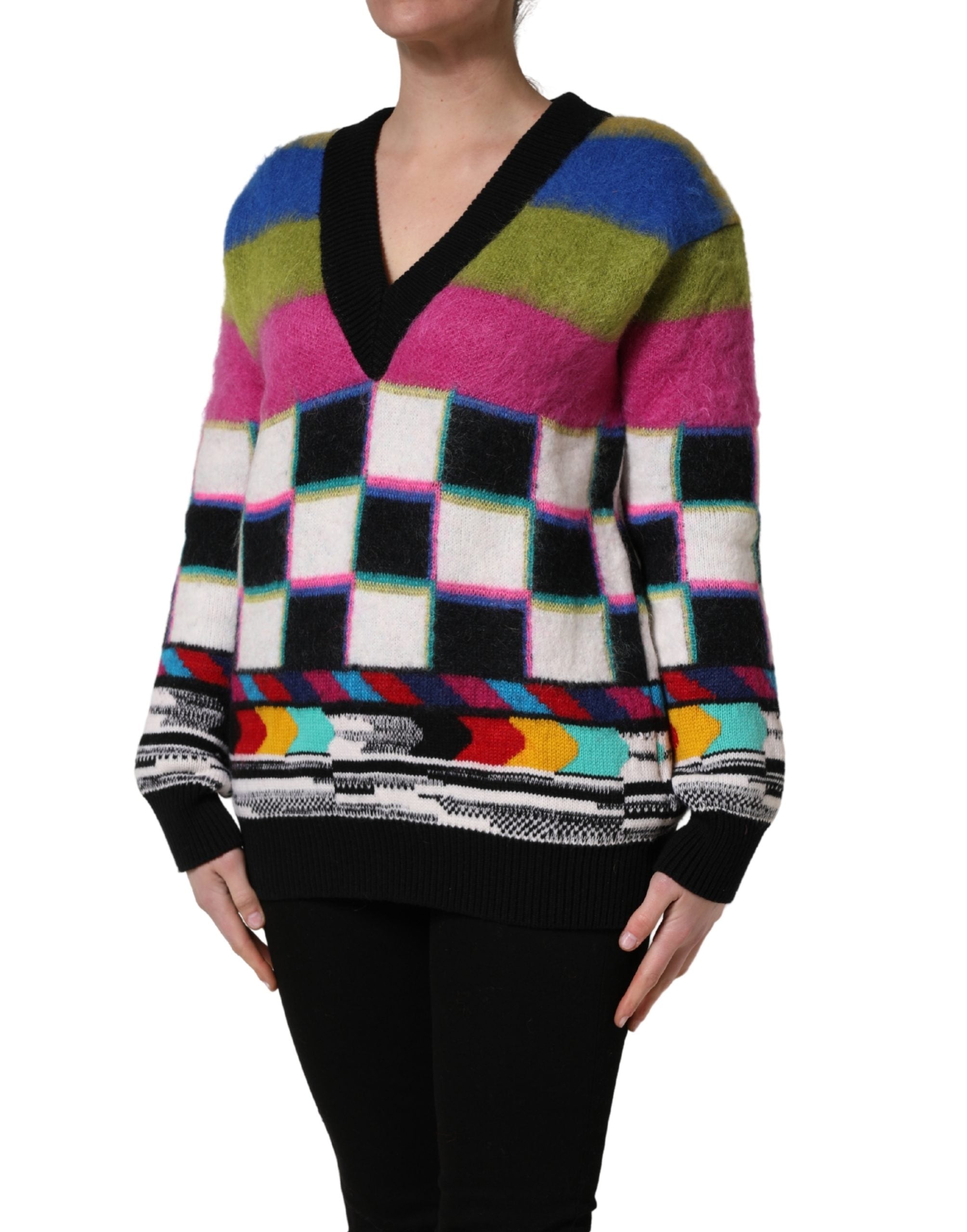 Dolce & Gabbana Multicolor Stripes V-neck Pullover Women's Sweater