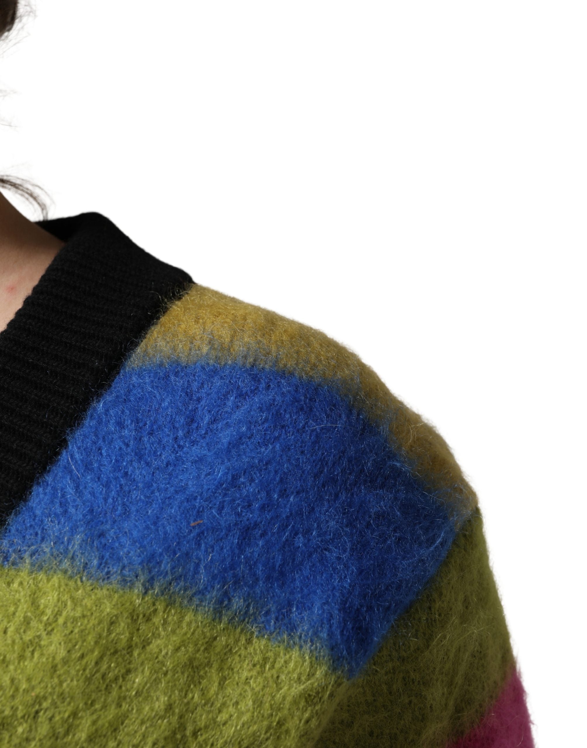 Dolce & Gabbana Multicolor Stripes V-neck Pullover Women's Sweater