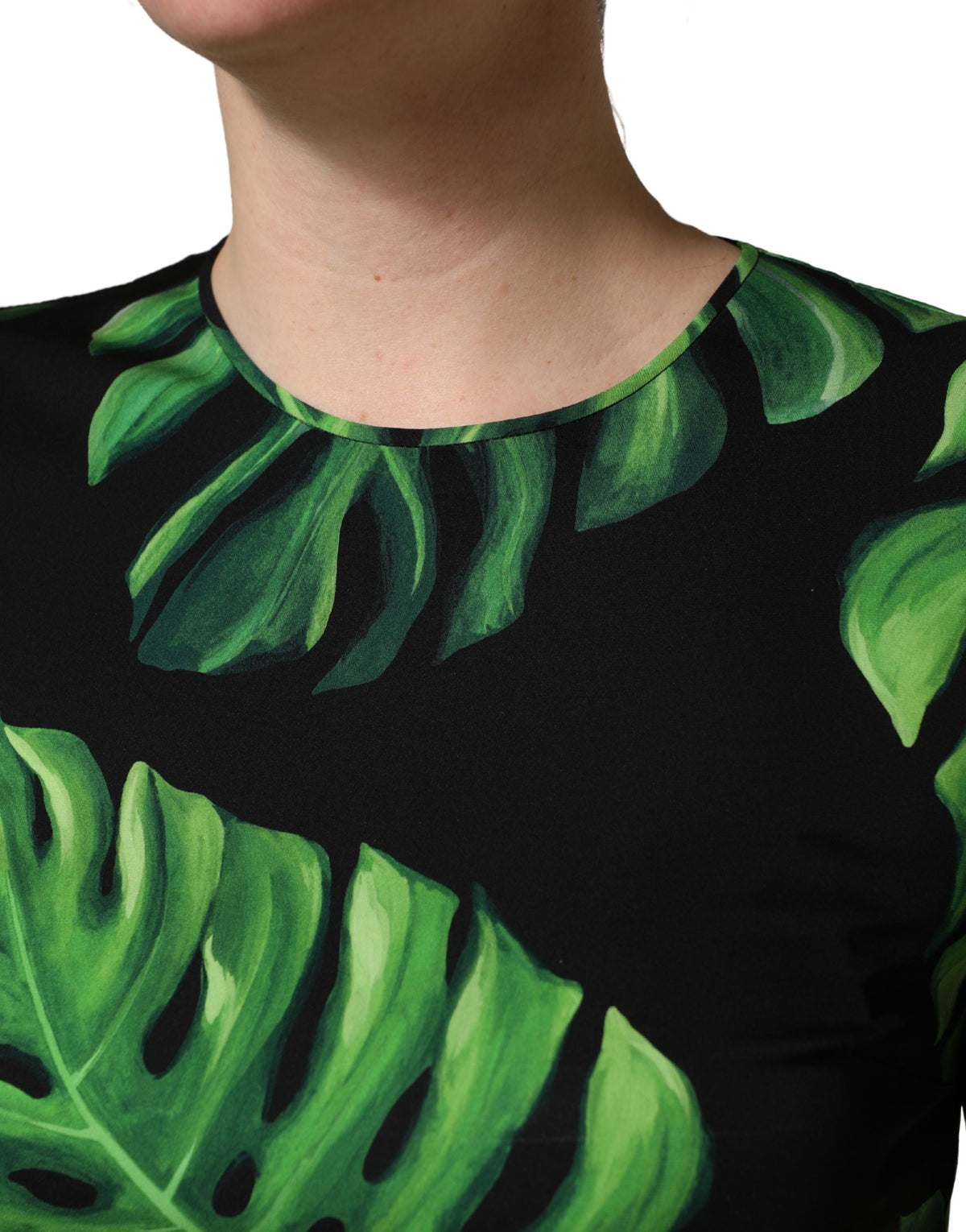 Dolce & Gabbana Black Philodendron Print Silk Blouse Women's Top