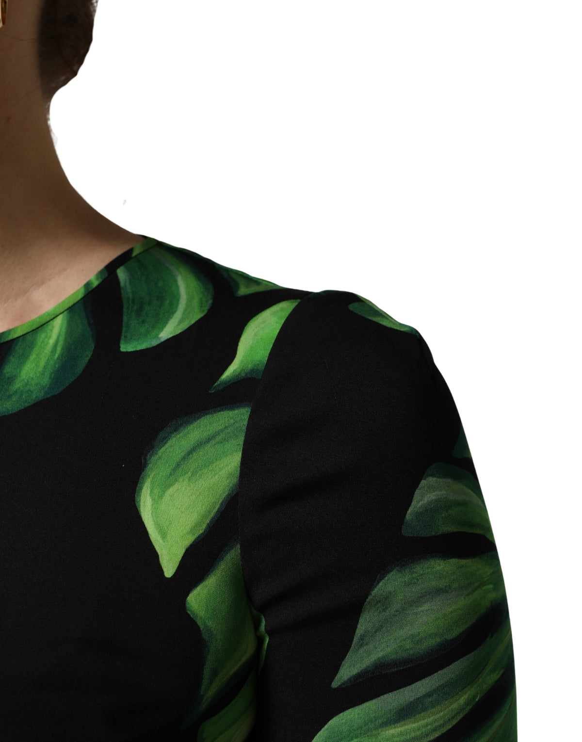Dolce & Gabbana Black Philodendron Print Silk Blouse Women's Top