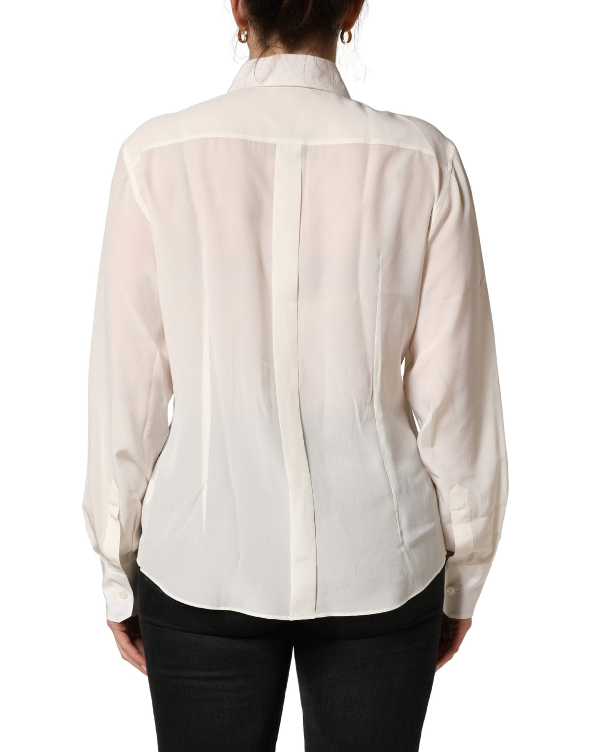 Dolce & Gabbana Off White Collared Long Sleeves Blouse Women's Top