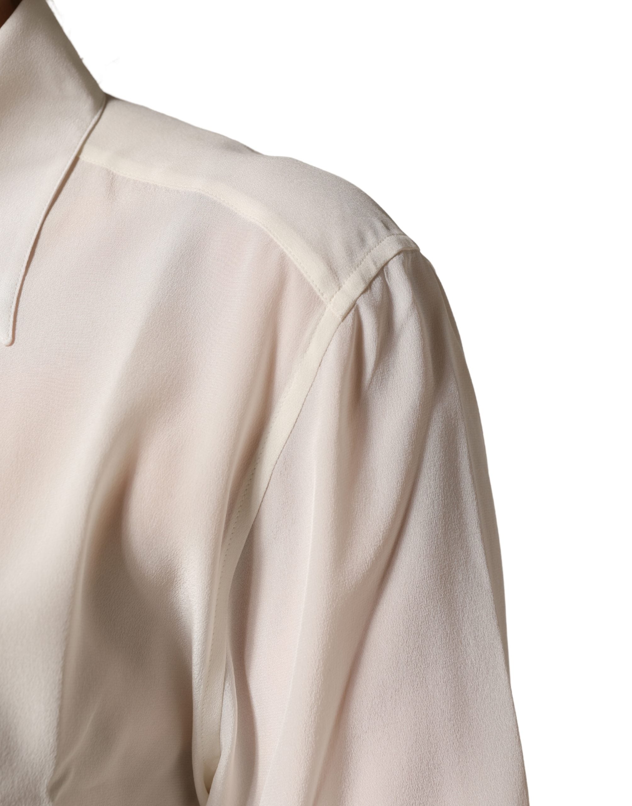 Dolce & Gabbana Off White Collared Long Sleeves Blouse Women's Top