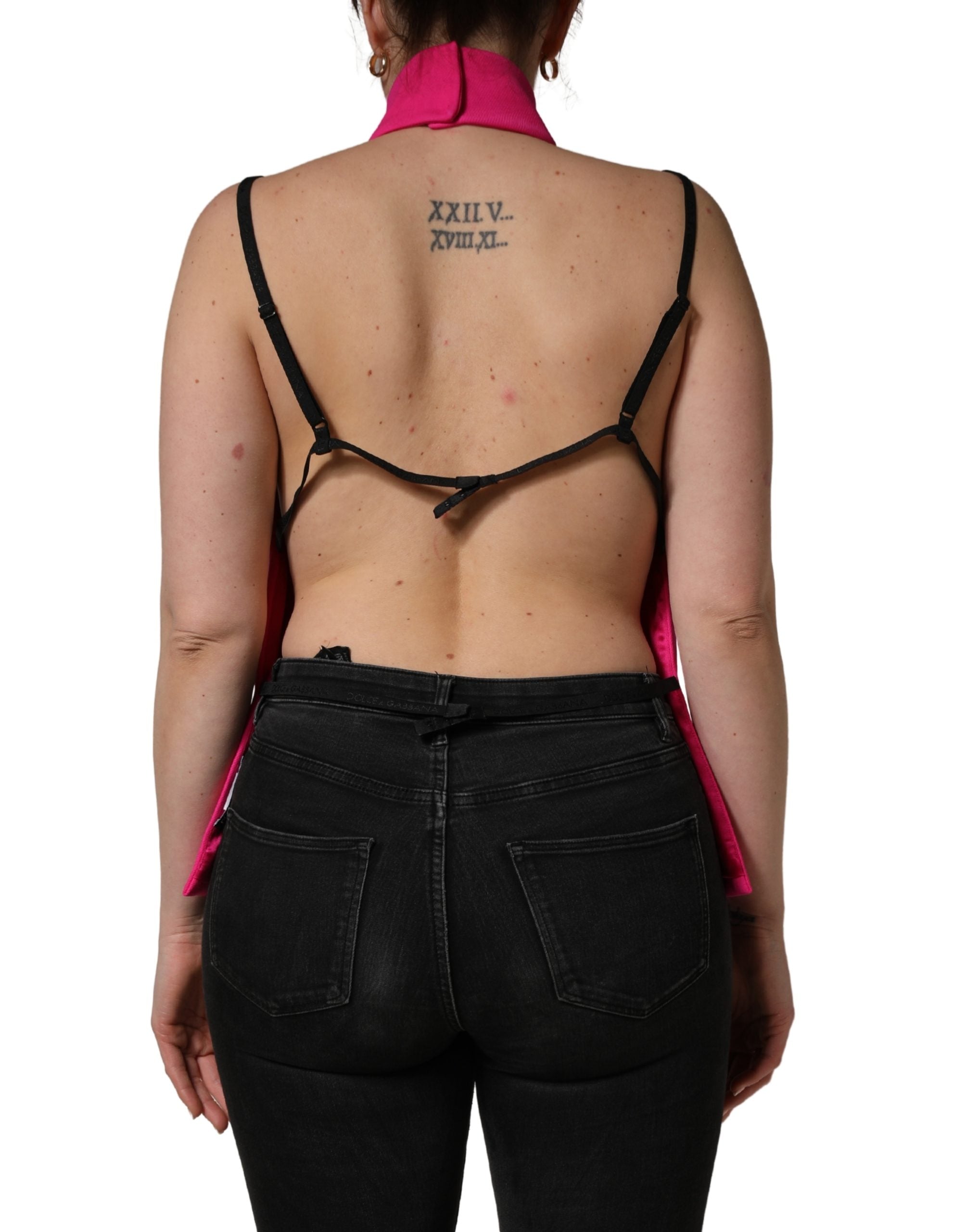 Dolce & Gabbana Hot Pink Wool Backless Sleeveless Tank Women's Top