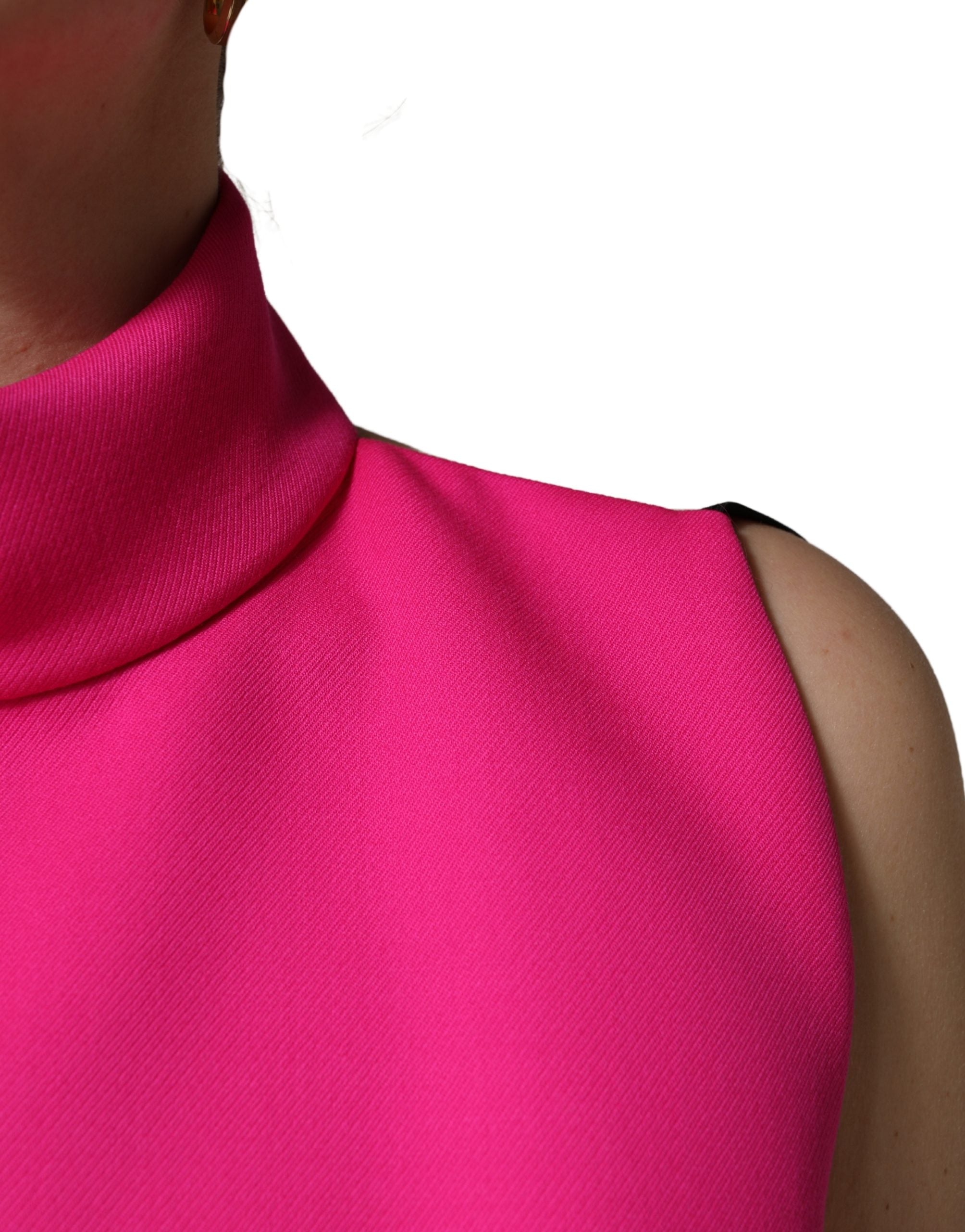 Dolce & Gabbana Hot Pink Wool Backless Sleeveless Tank Women's Top