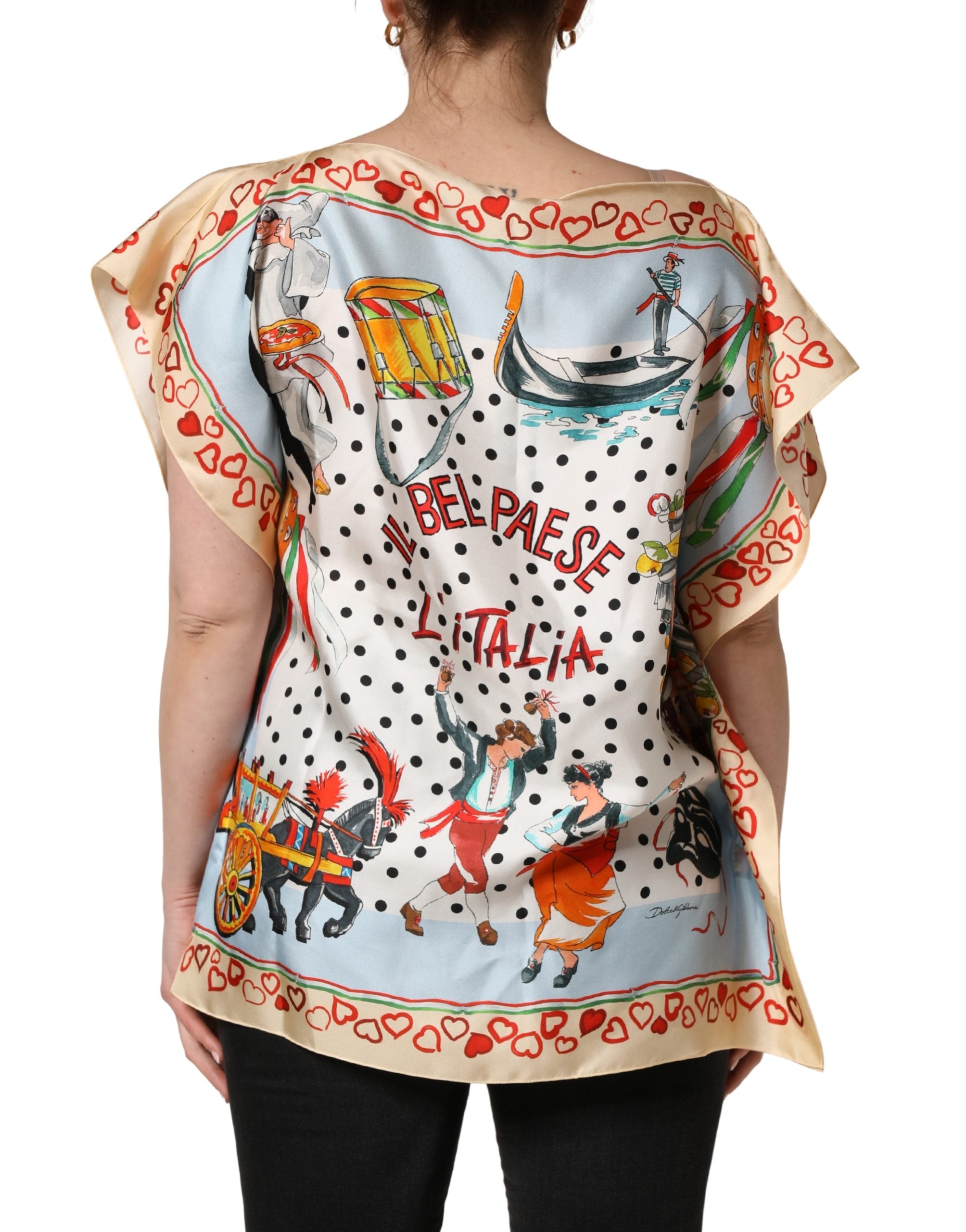 Dolce & Gabbana Multicolor Italy Scenes Graphic Silk Women's Top (Pre-Owned)
