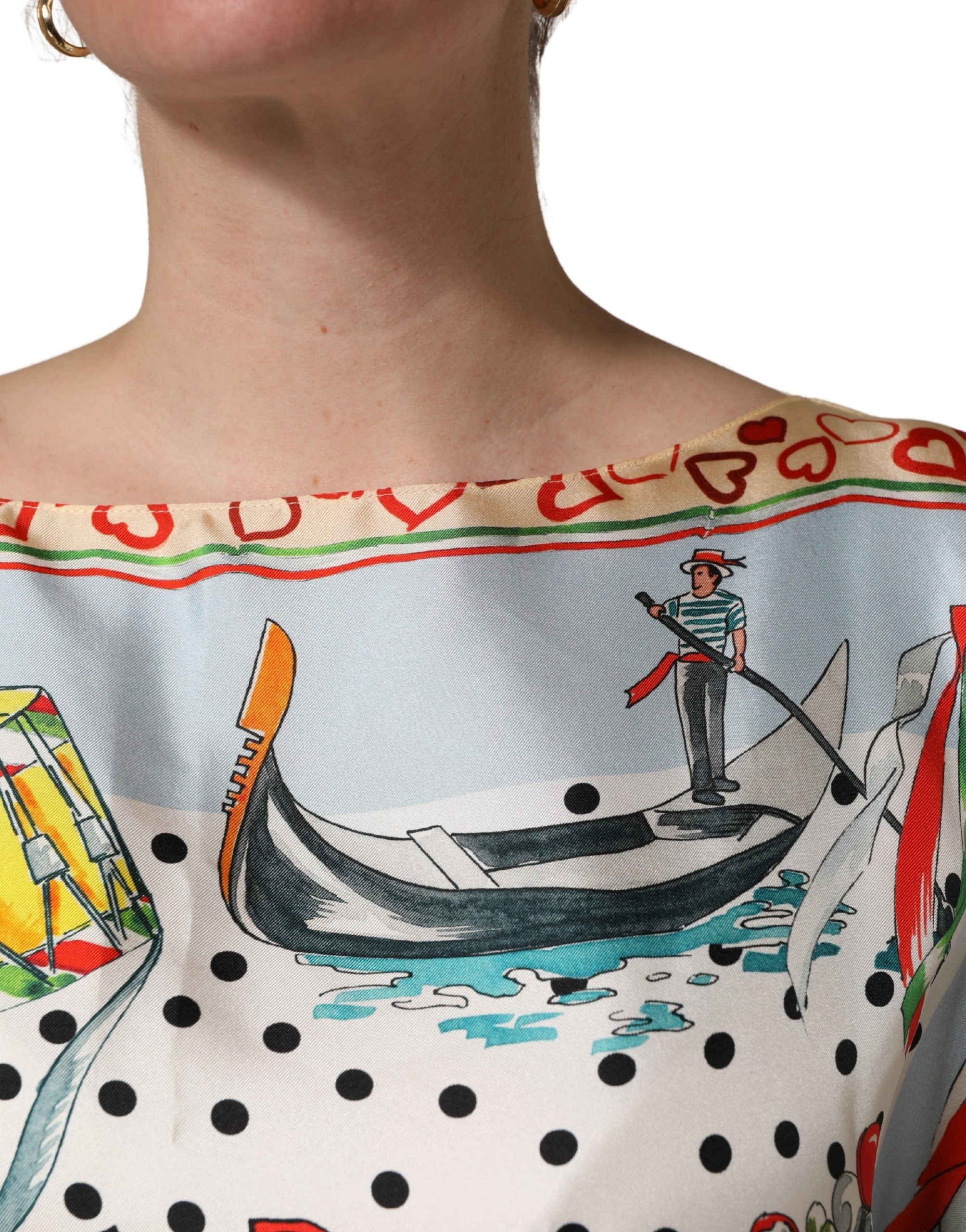 Dolce & Gabbana Multicolor Italy Scenes Graphic Silk Women's Top (Pre-Owned)