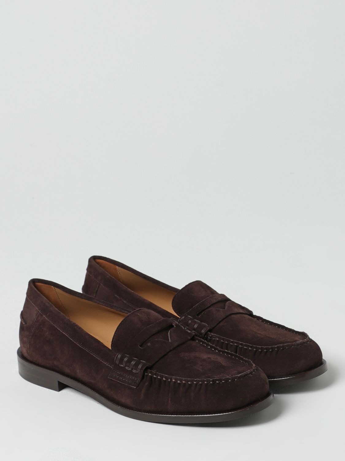 Emporio Armani Brown Suede Leather Slip-On Men's Loafers