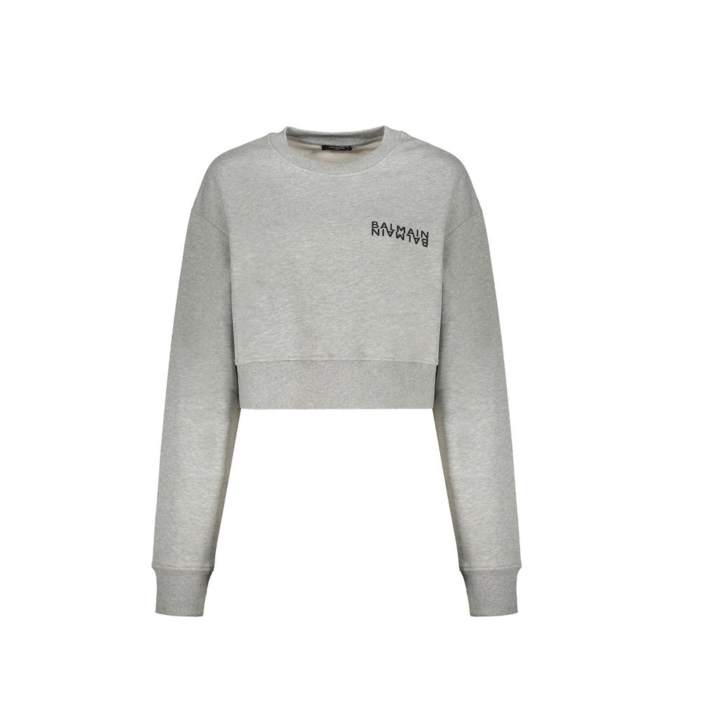 Balmain Gray Cotton Women's Sweatshirt
