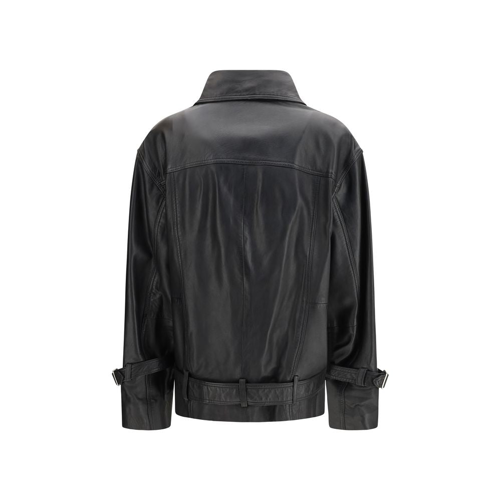 PINKO Black Lambskin Leather Women's Jacket