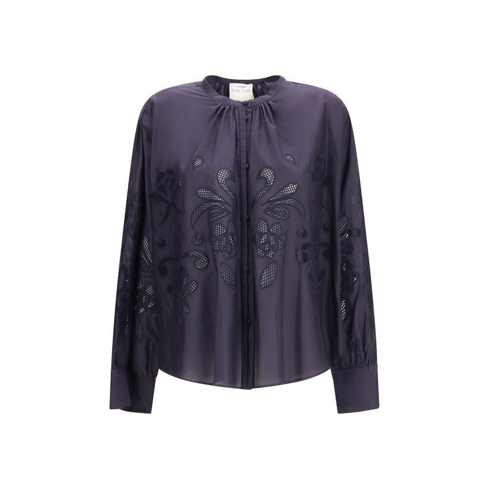 Forte_Forte Blue Cotton Pattern Women's Shirt
