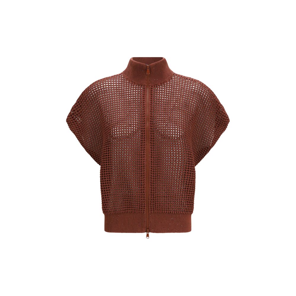 Brunello Cucinelli Bordeaux Cotton Women's Sweatshirt
