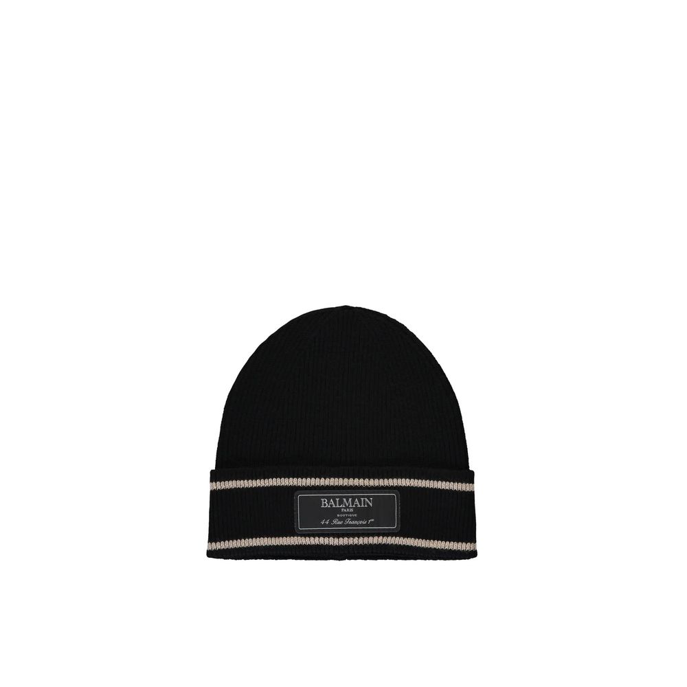 Balmain Black Merino Wool Women's Beanie