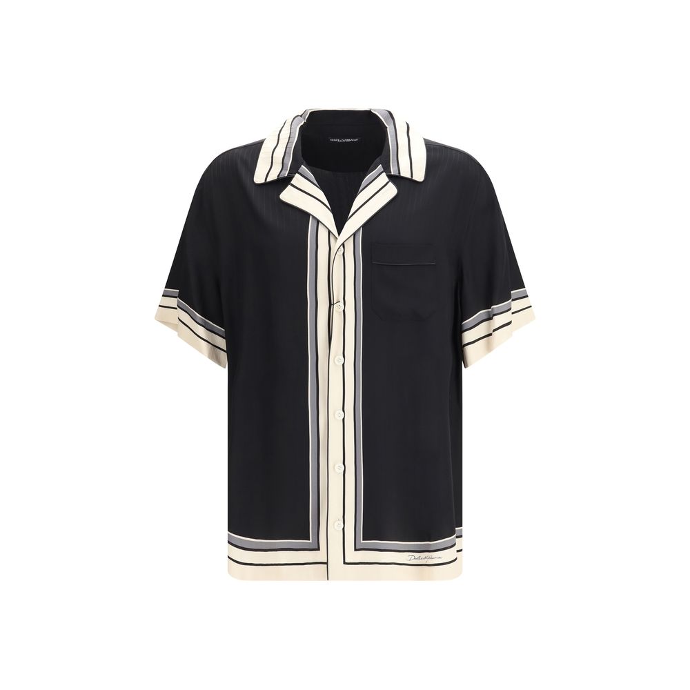 Dolce & Gabbana Multicolor Silk Shortsleeve Men's Shirt
