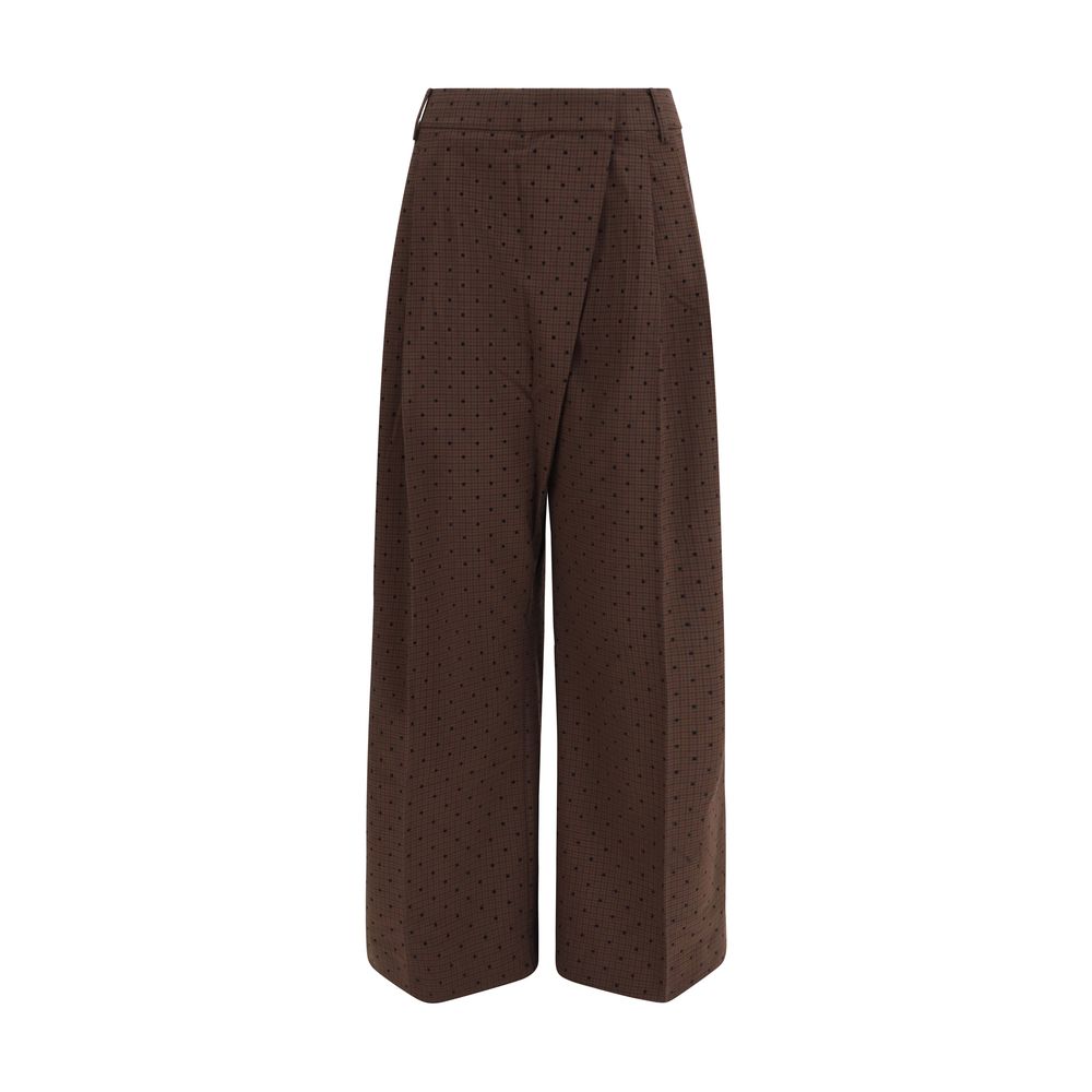Ganni Brown Elastane Casual Women's Pants