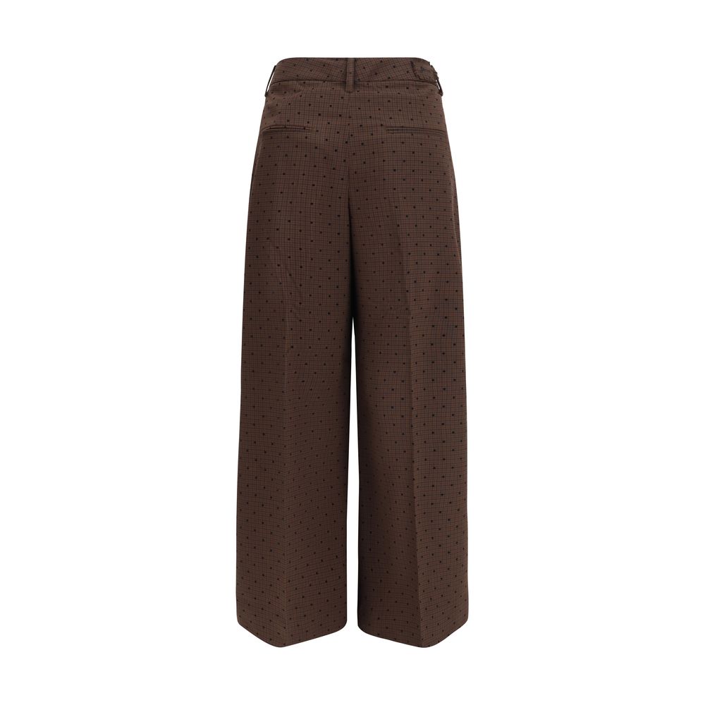 Ganni Brown Elastane Casual Women's Pants