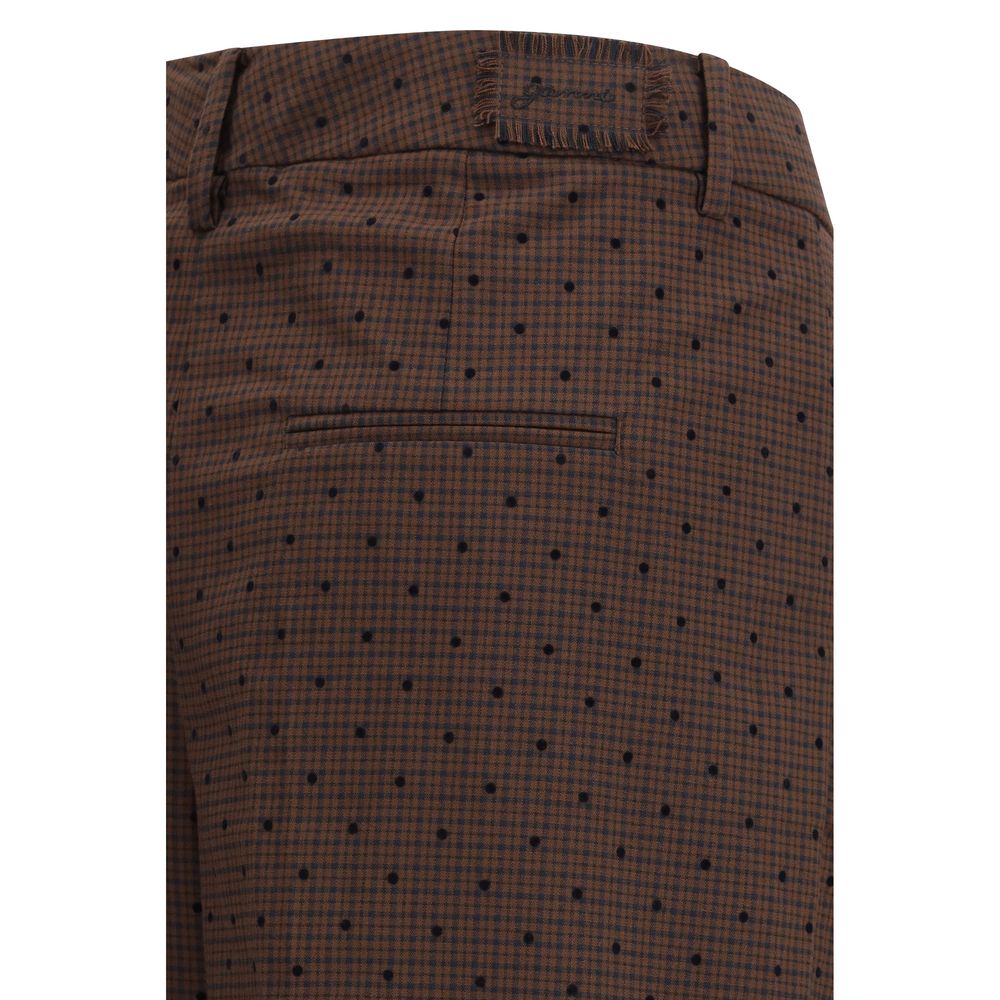 Ganni Brown Elastane Casual Women's Pants