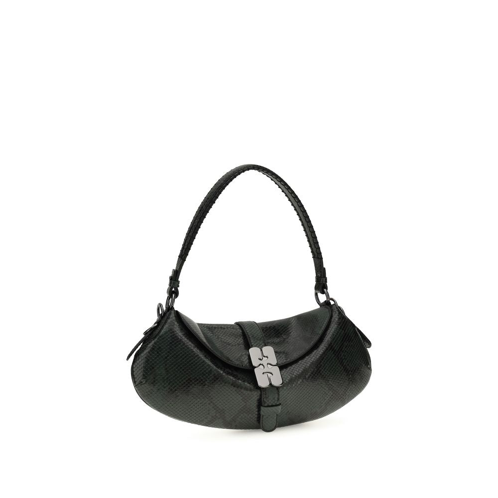 Ganni Blue Recycled Leather Shoulder Women's Bag