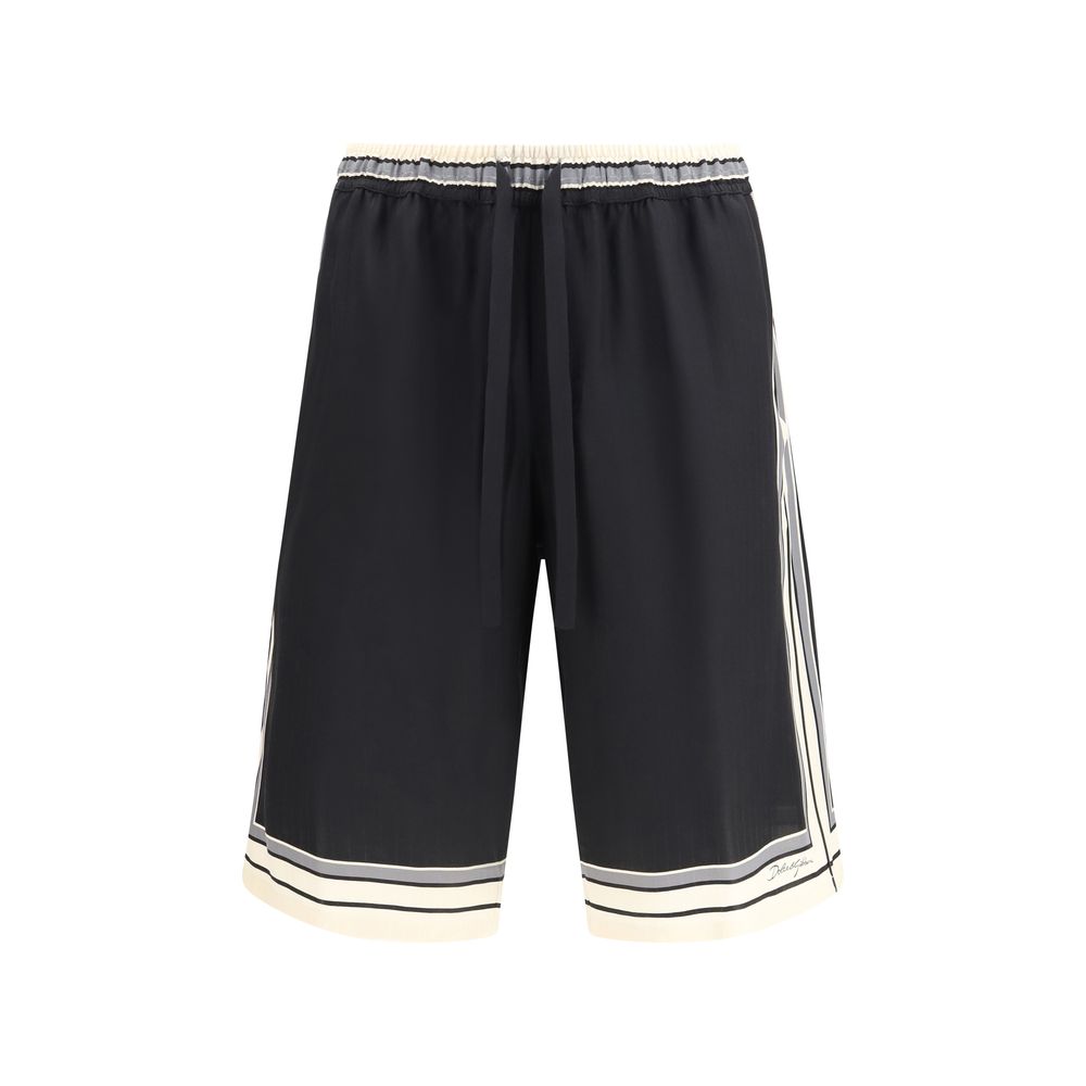 Dolce & Gabbana Black Silk Bermuda Men's Shorts