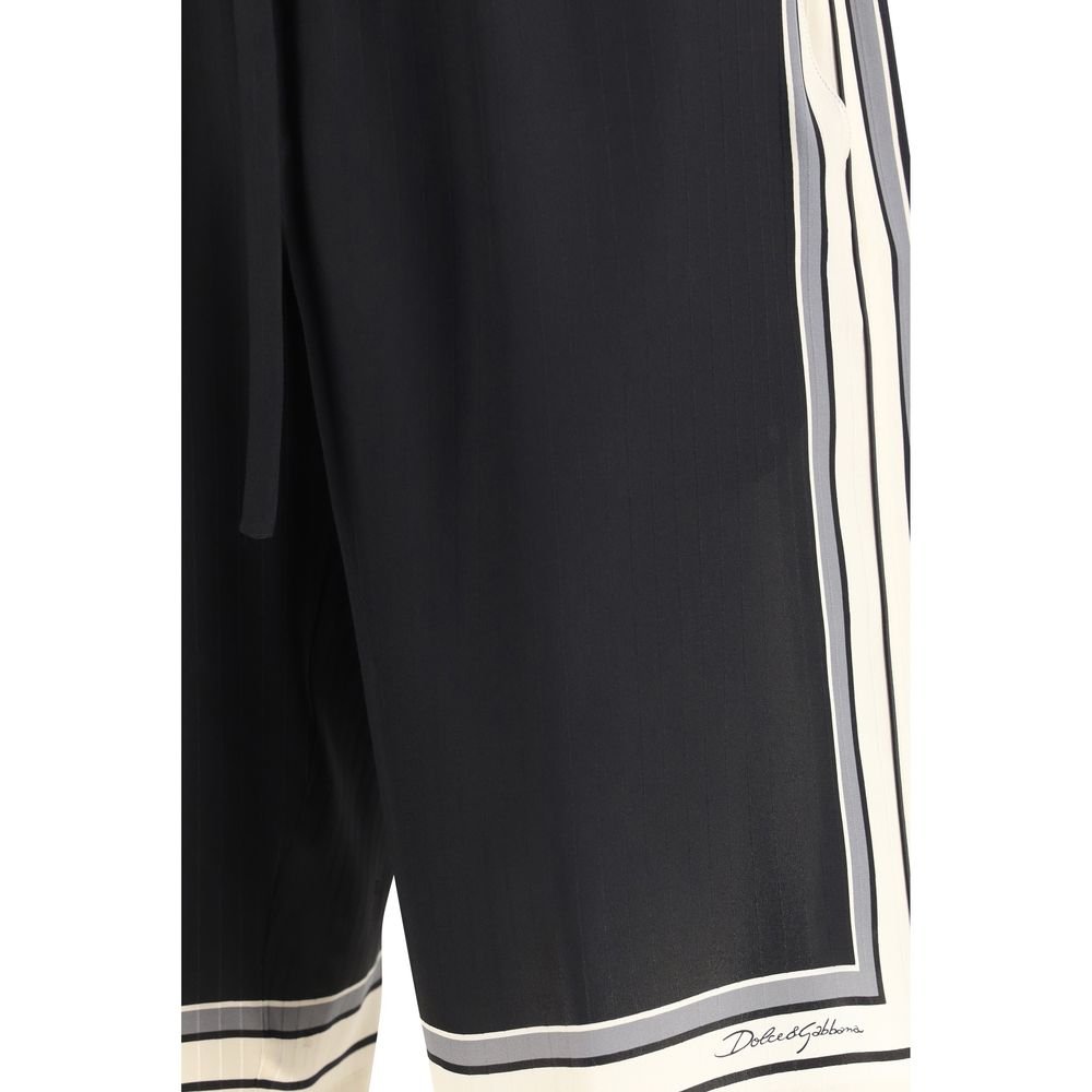 Dolce & Gabbana Black Silk Bermuda Men's Shorts