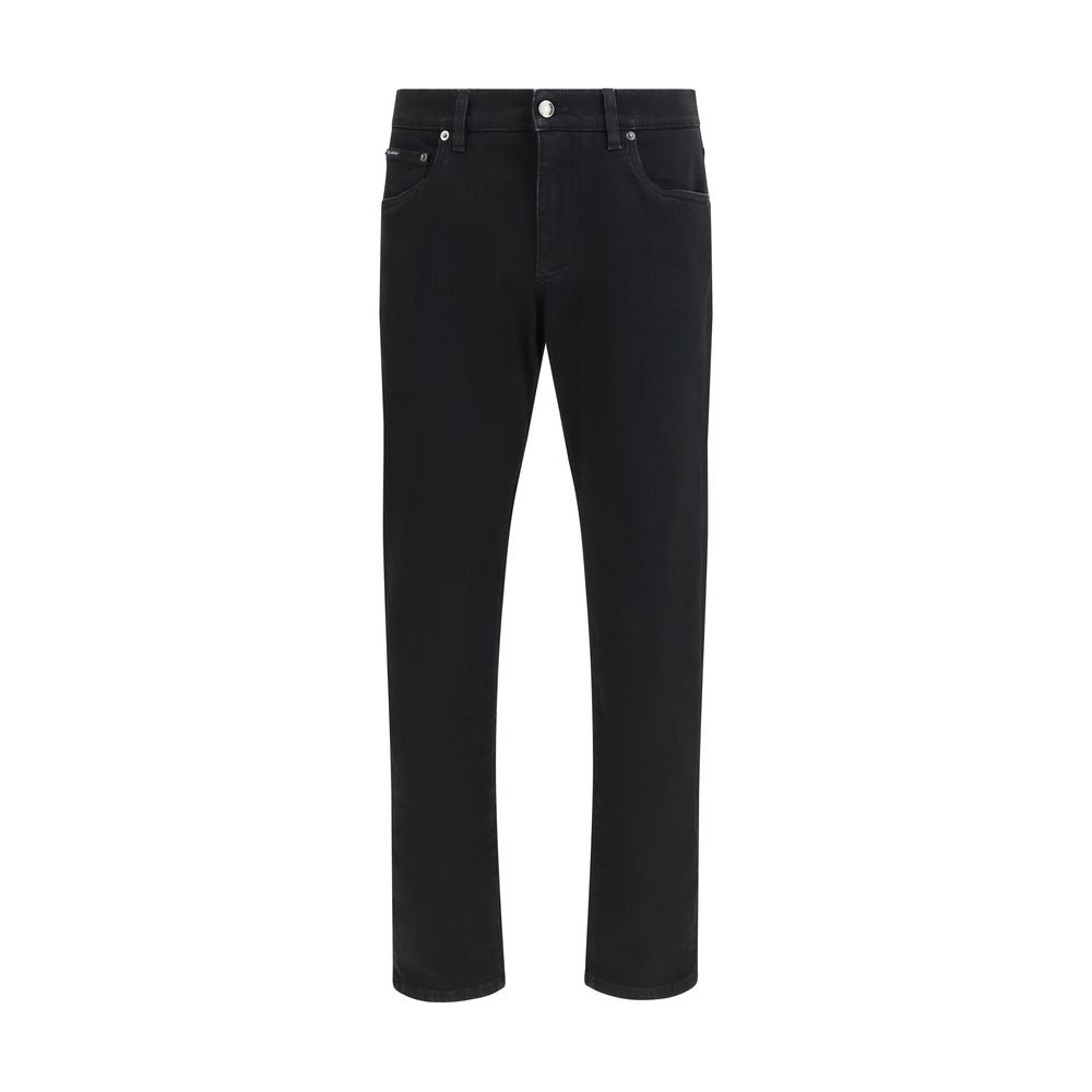 Dolce & Gabbana Black Cotton Slim Fit Men's Jeans
