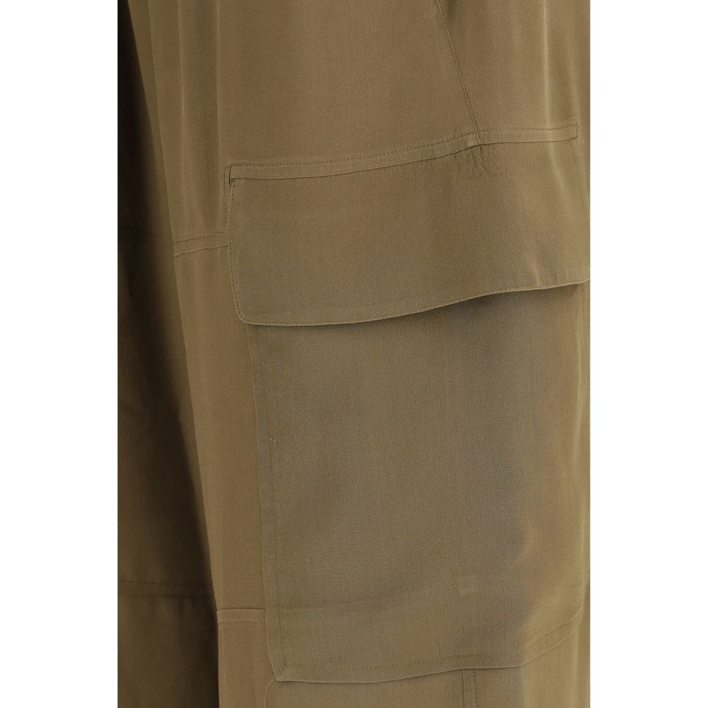 Petar Petrov Brown Silk Cargo Women's Pants
