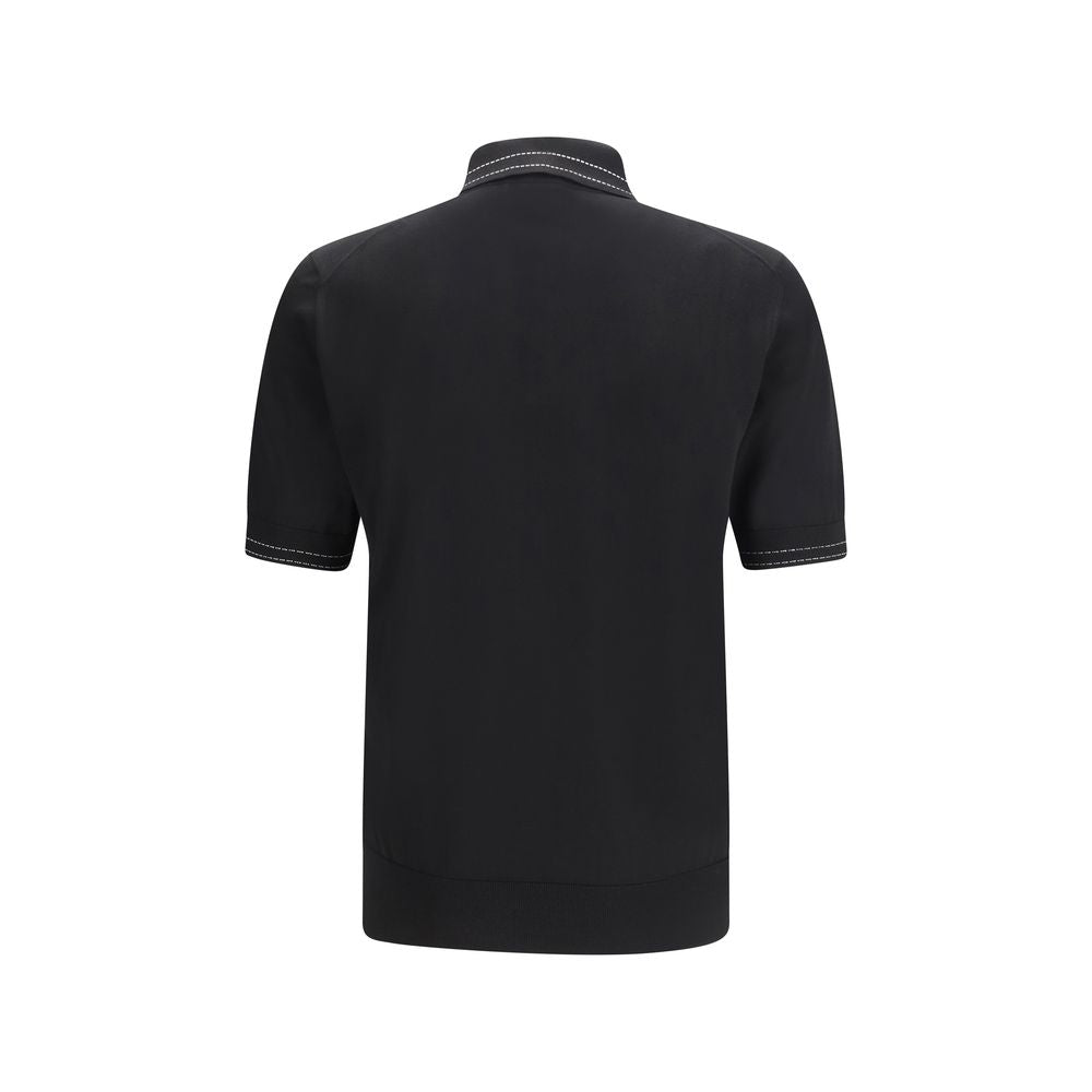 Dolce & Gabbana Black Silk Polo Men's Shirt