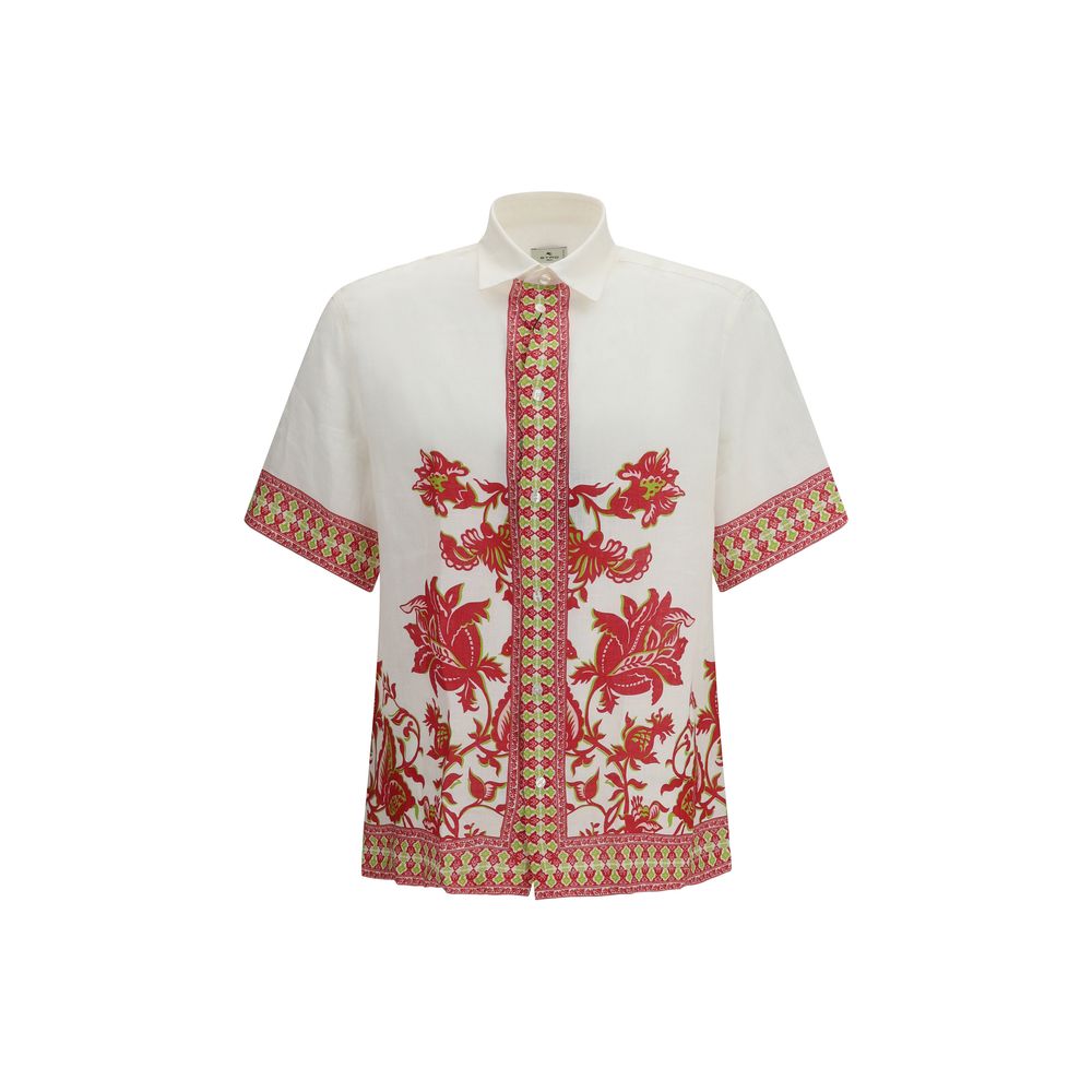 Etro Multicolor Linen Pattern Men's Shirt