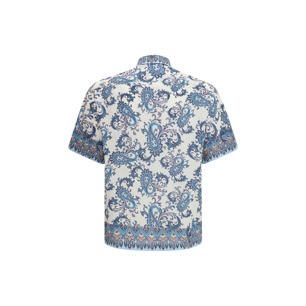 Etro Blue Cotton Pattern Men's Shirt