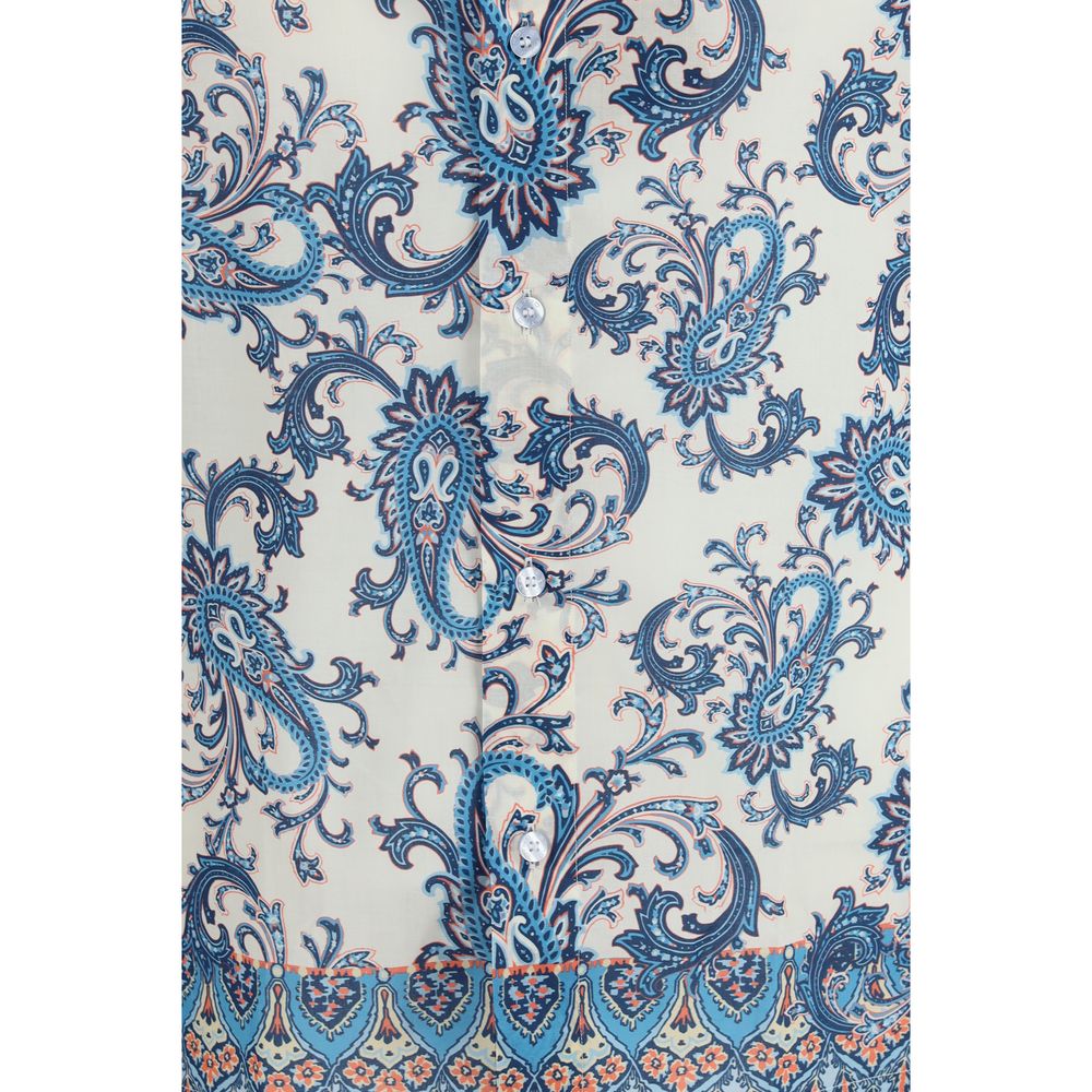 Etro Blue Cotton Pattern Men's Shirt