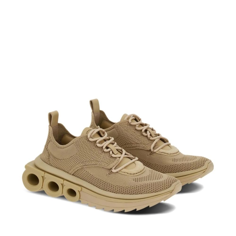Salvatore Ferragamo Beige Fabric Athletic Men's Sneakers