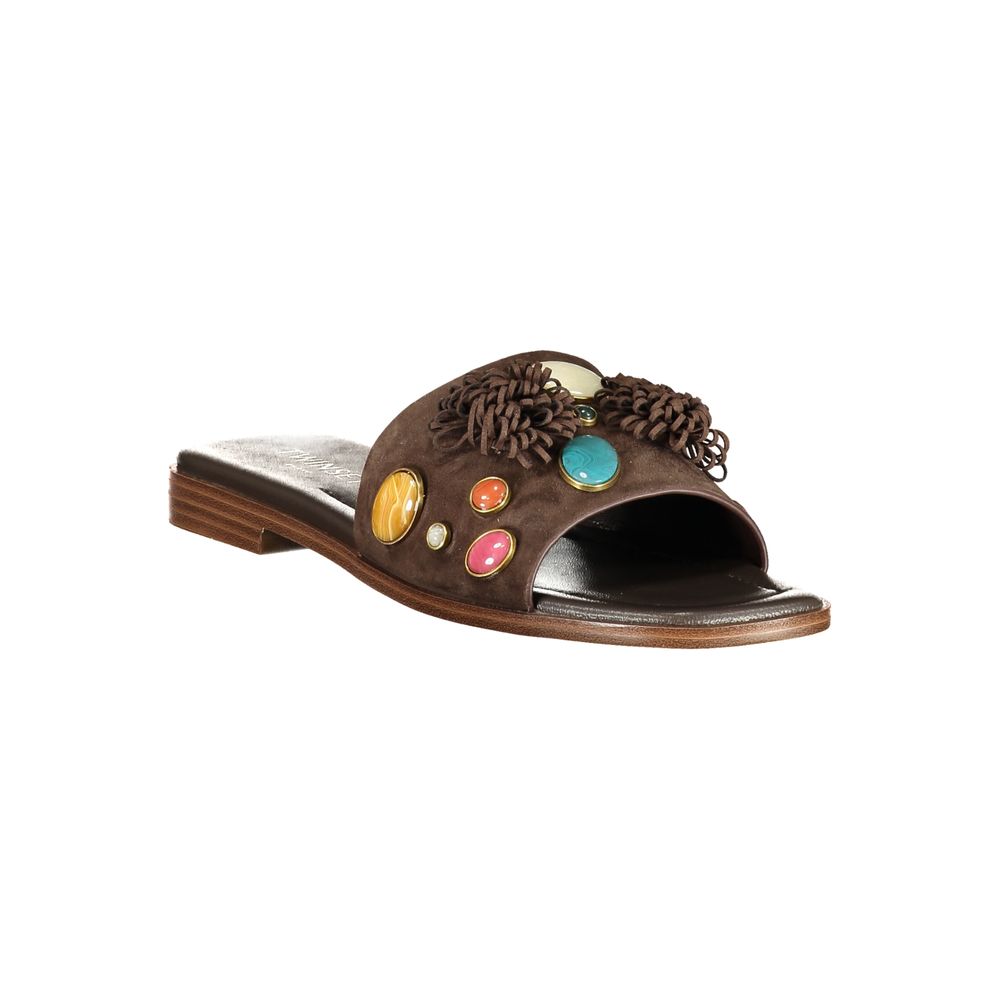 Twinset Marrone Leather Women Women's Slipper