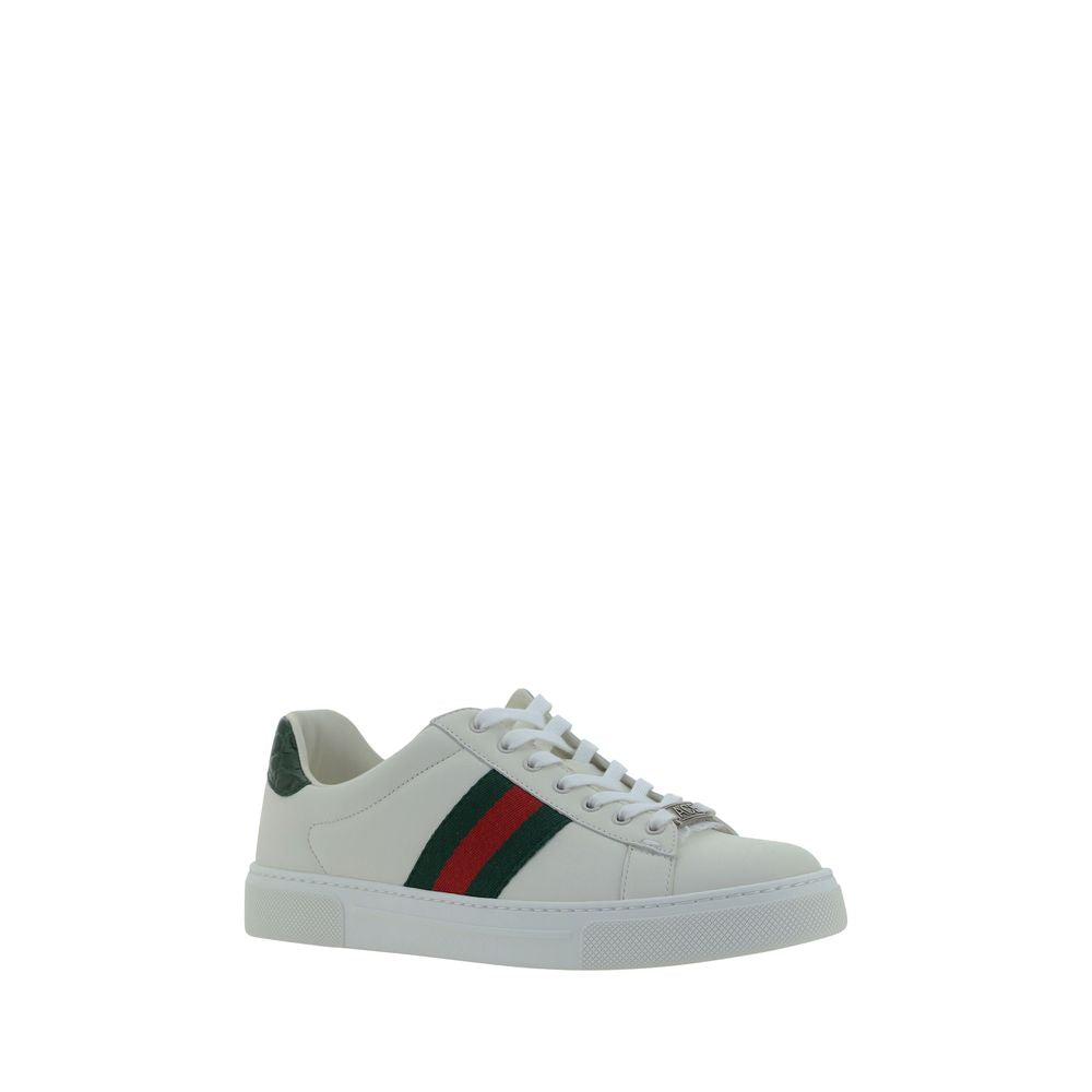 Gucci White Calf Leather Bos Taurus Low Top Women's Sneakers