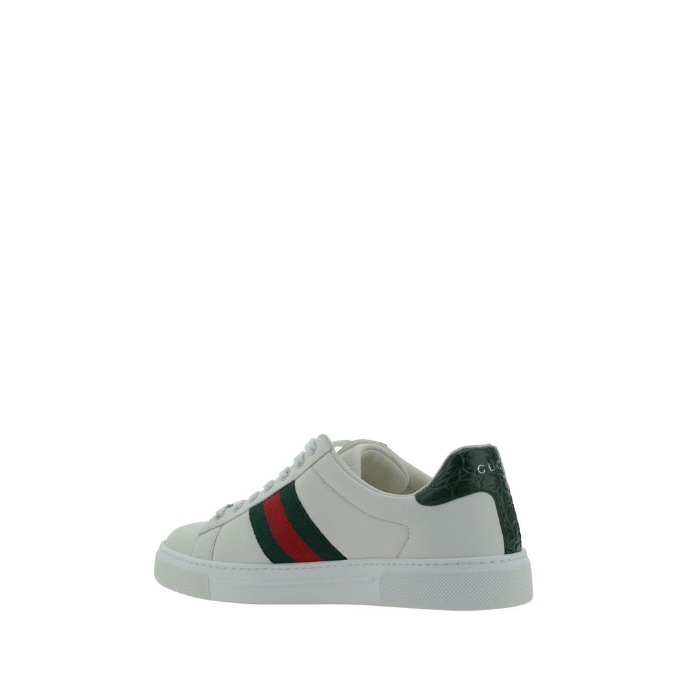 Gucci White Calf Leather Bos Taurus Low Top Women's Sneakers