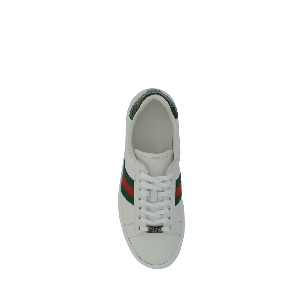 Gucci White Calf Leather Bos Taurus Low Top Women's Sneakers