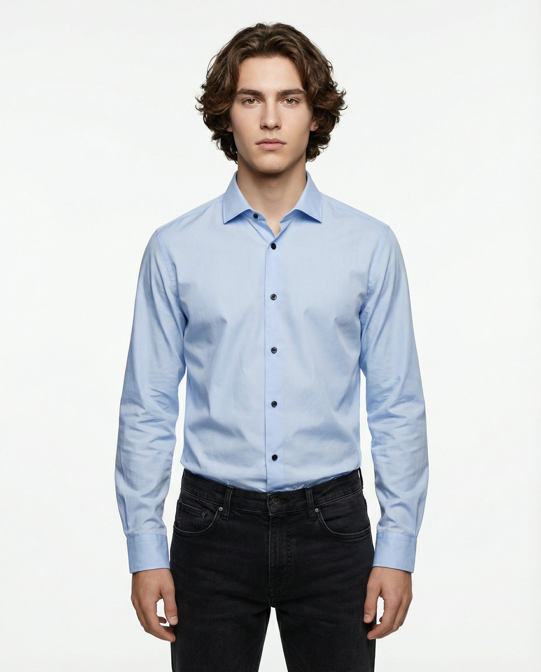 Peserico Blue Cotton Dress Men's Shirt