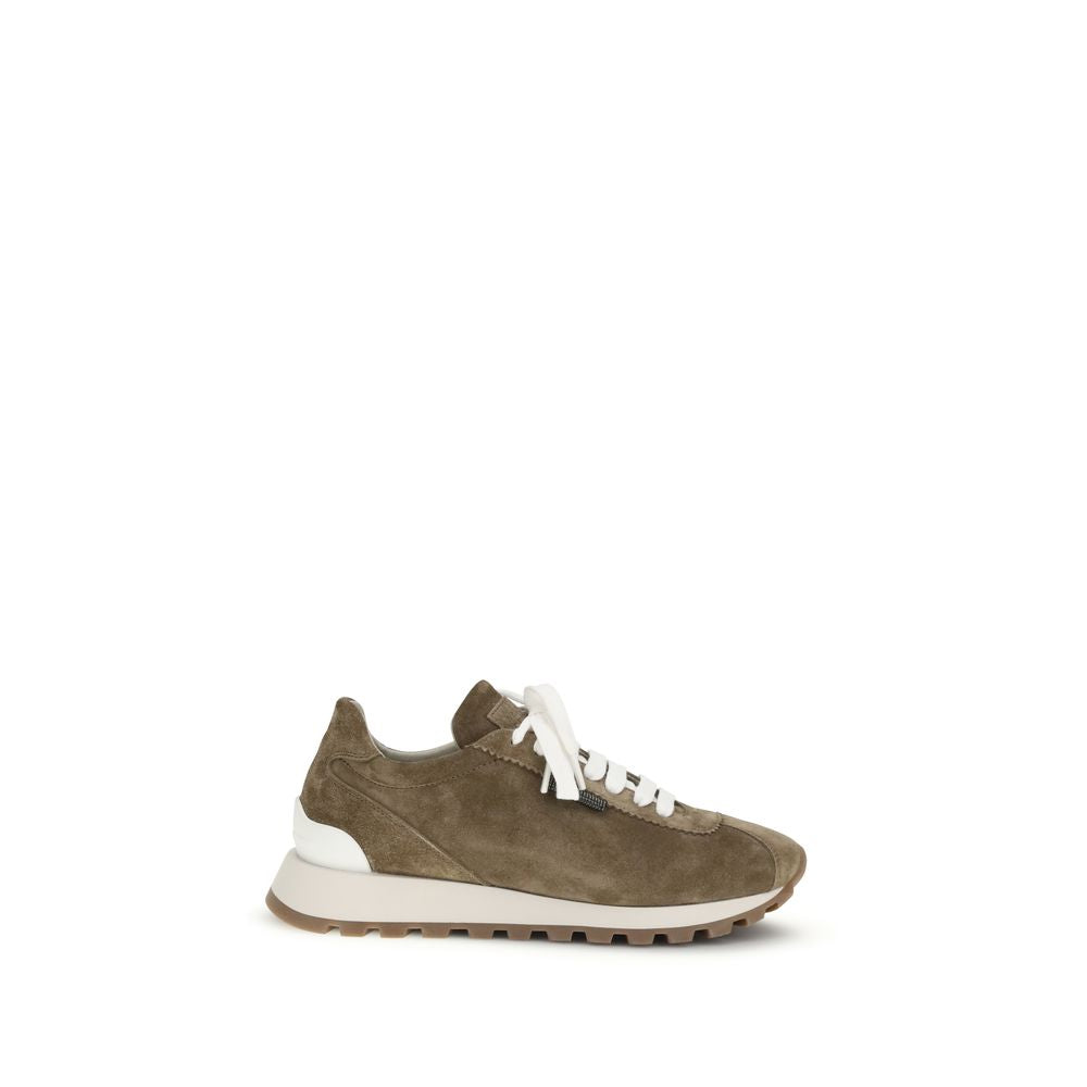 Brunello Cucinelli Brown Calf Leather Bos Taurus Platform Women's Sneakers
