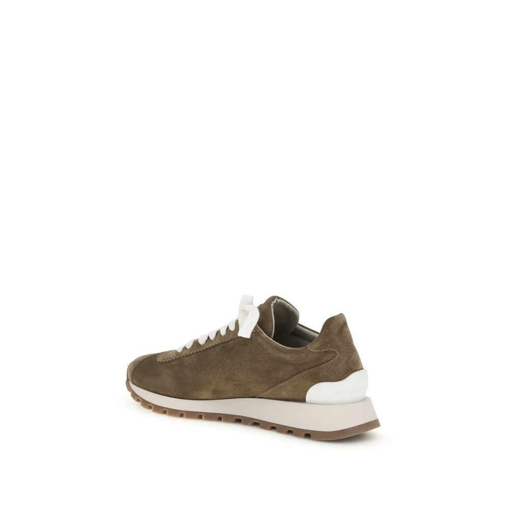 Brunello Cucinelli Brown Calf Leather Bos Taurus Platform Women's Sneakers