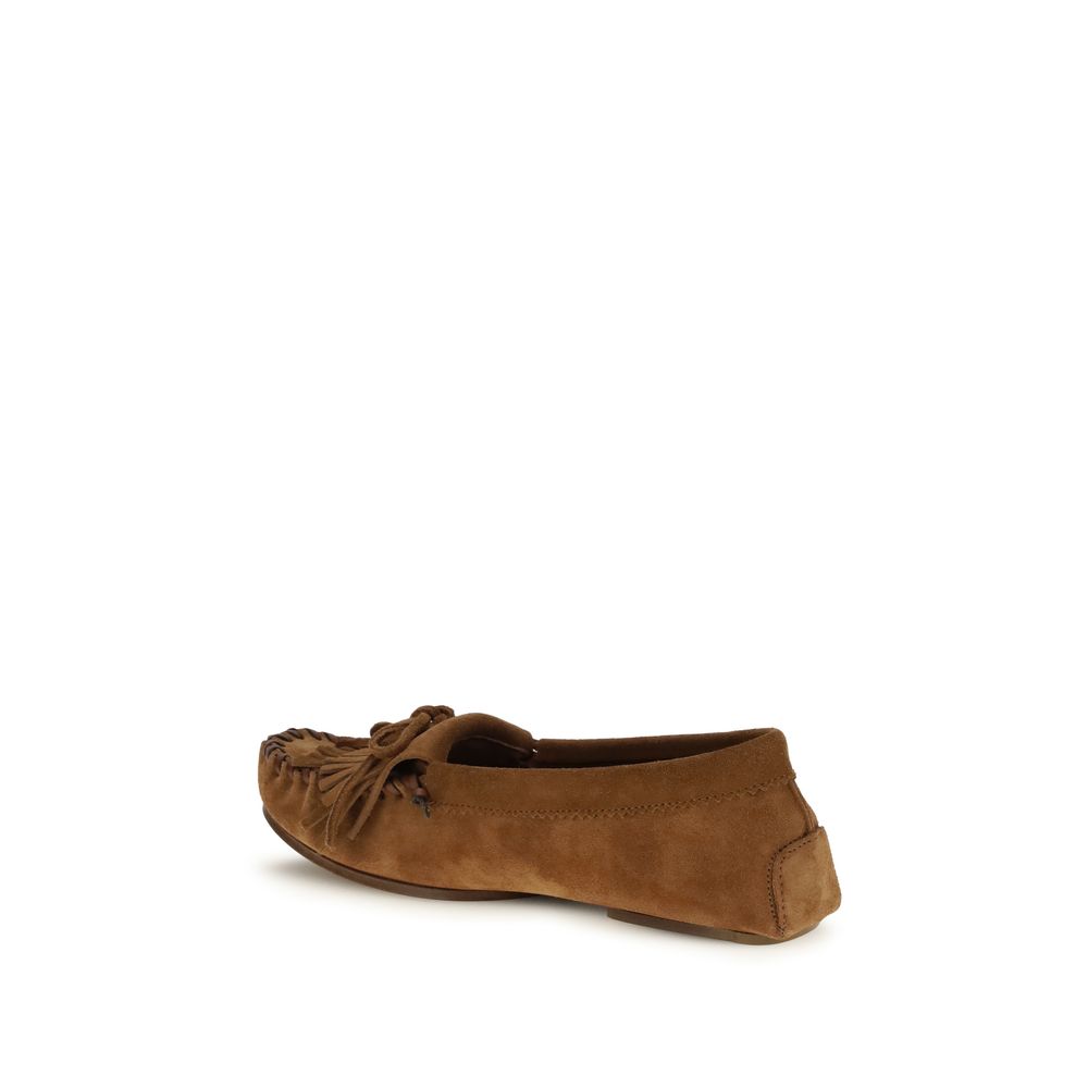 Paris Texas Brown Calf Leather Bos Taurus Slip-On Women's Loafers
